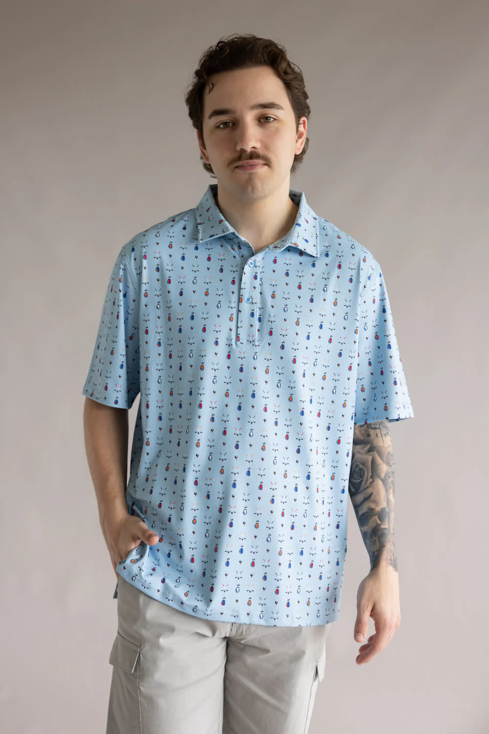 1897 Legends Golf Print Polo for Men in Blue | FGM214-BLUE - Image 4