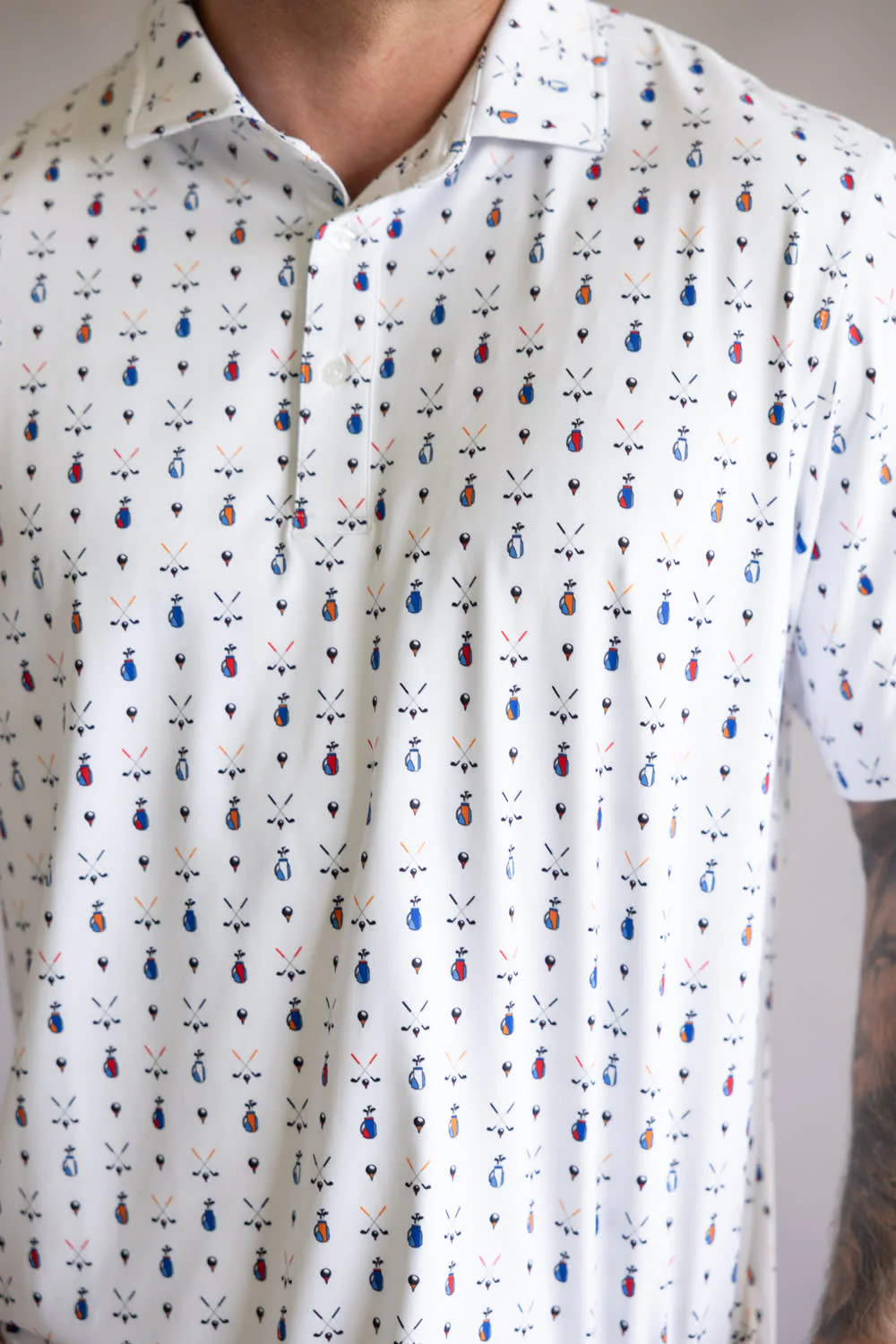 1897 Legends Golf Print Polo for Men in White | FGM214-WHITE - Image 2