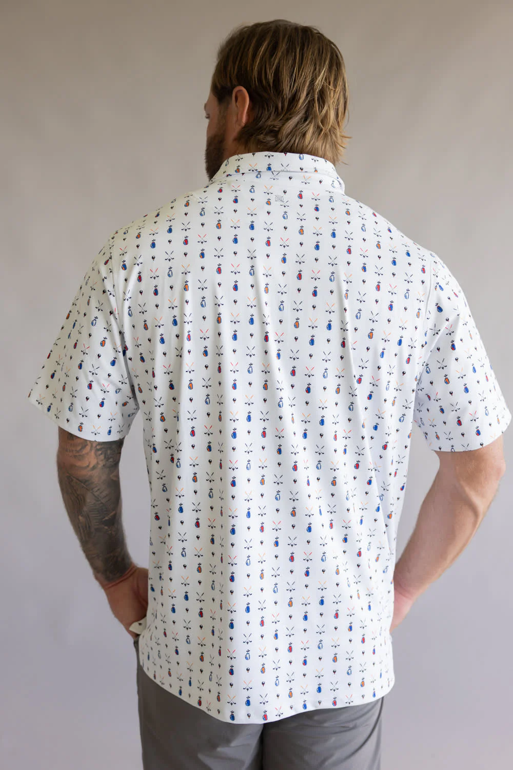 1897 Legends Golf Print Polo for Men in White | FGM214-WHITE - Image 3
