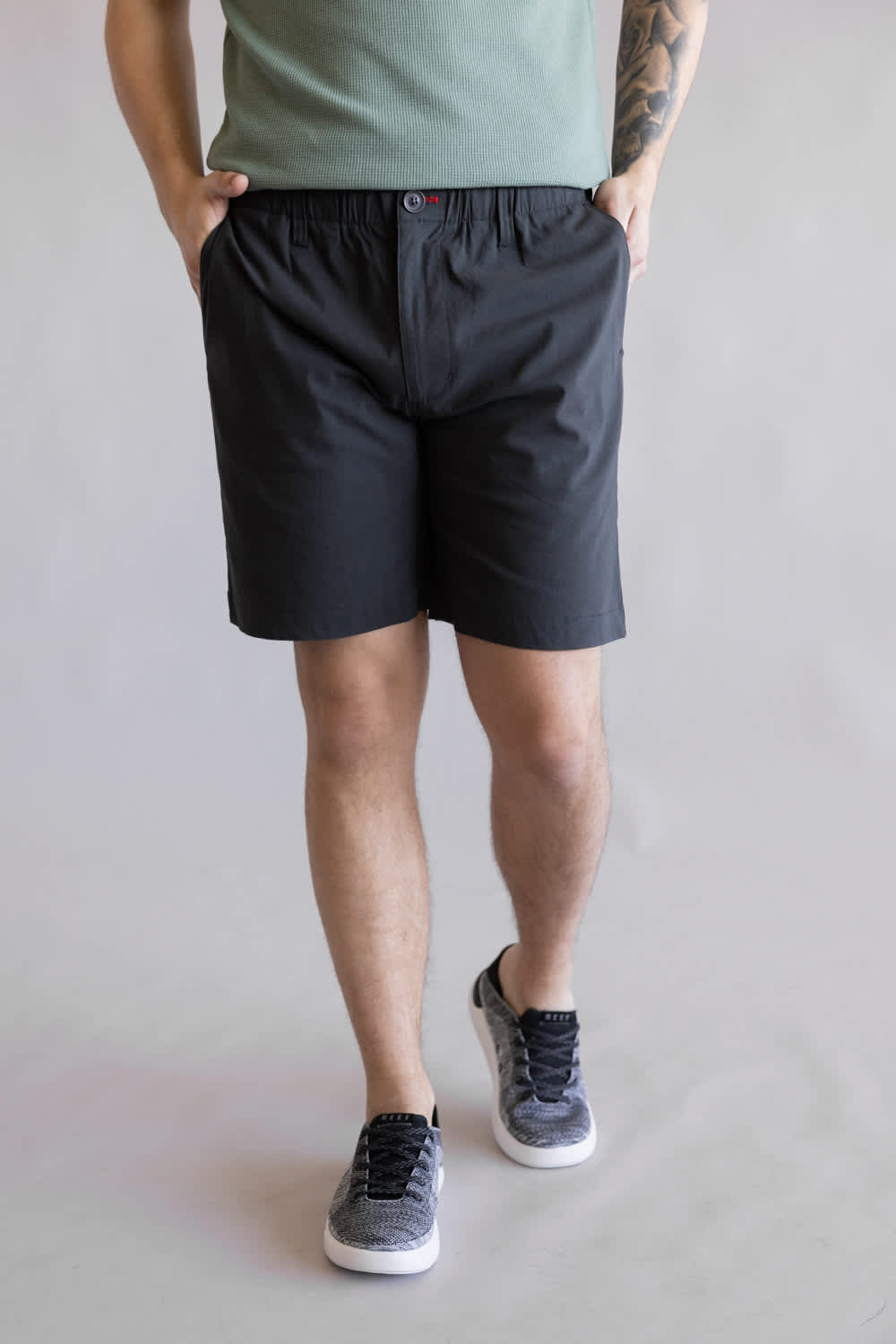 1897 Legends Pull On 8” Shorts for Men in Dark Grey/Black | GS345A08-MOONLESSLIGHT - Image 2