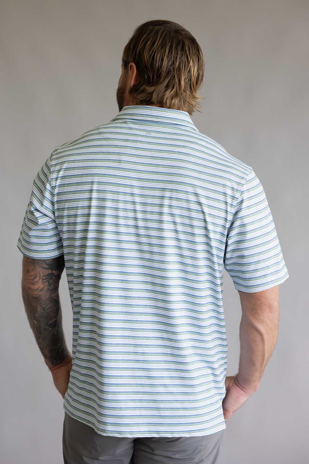 1897 Legends Striped Polo for Men in Green Blue | FGM203-GRN/BLUE - Image 2