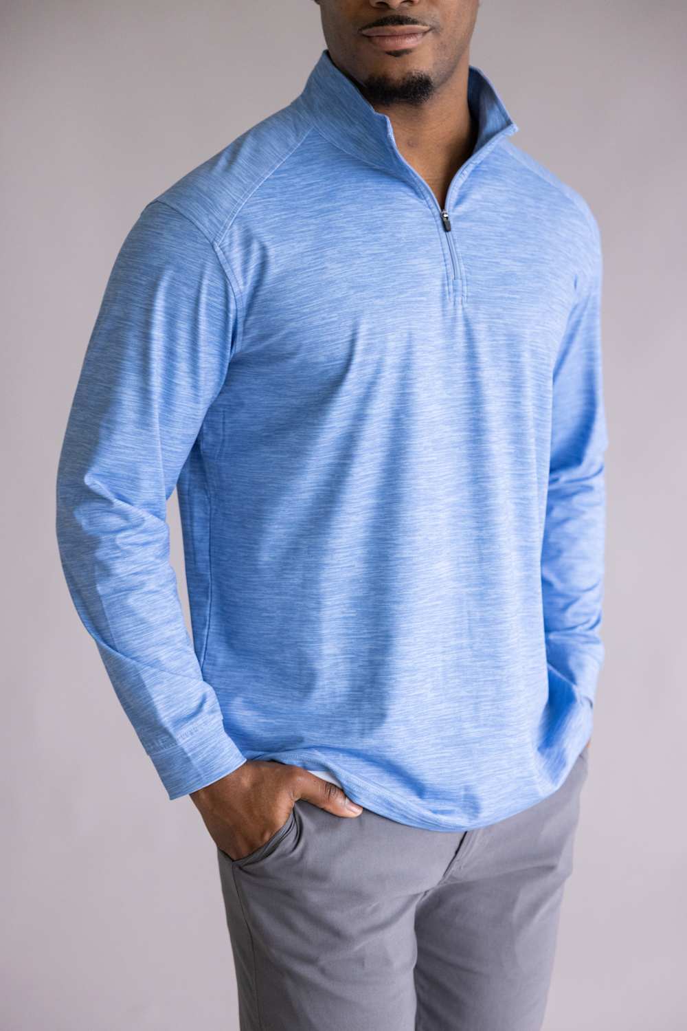 1897 Legends Striped Quarter Zip Pullover for Men in Blue | FGM205-BLUE - Image 4