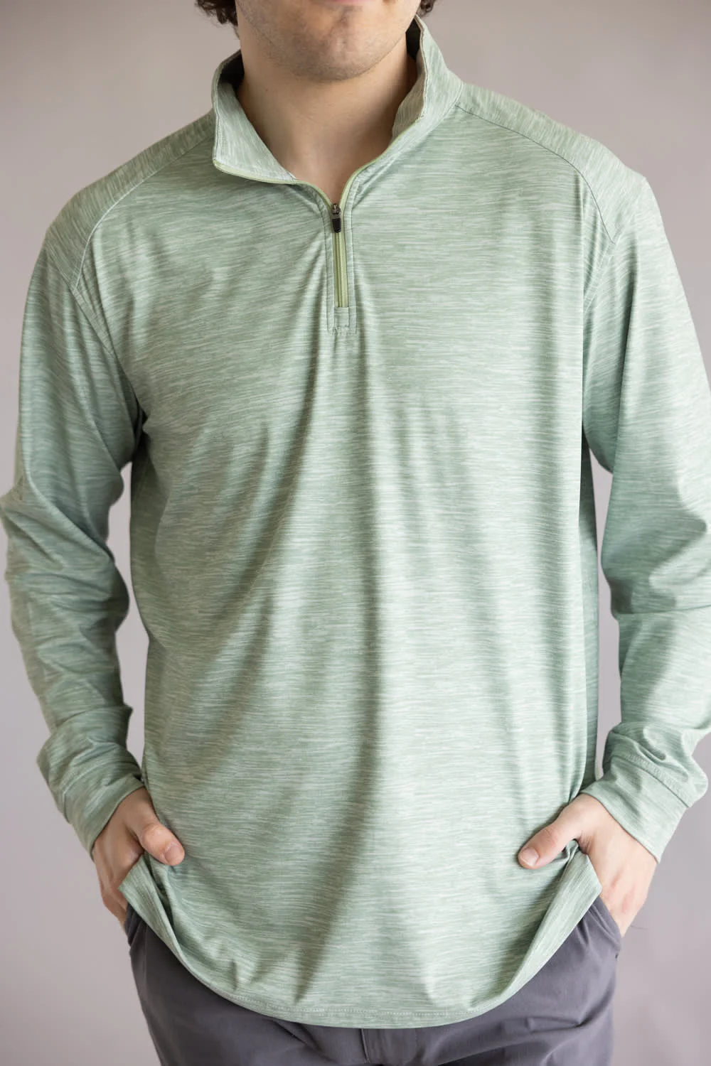 1897 Legends Striped Quarter Zip Pullover for Men in Green | FGM205-GREEN - Image 3