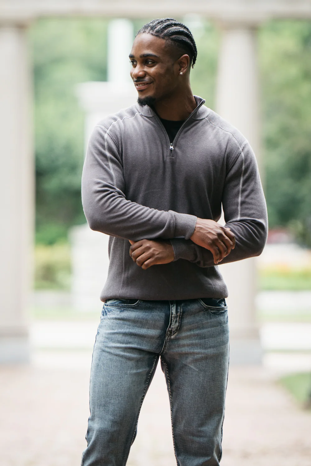 1897 Original 1/4 Zip Mock Neck Sweater for Men in Grey | 1973GL-F25-DKSHADOW/ALLOY - Image 5