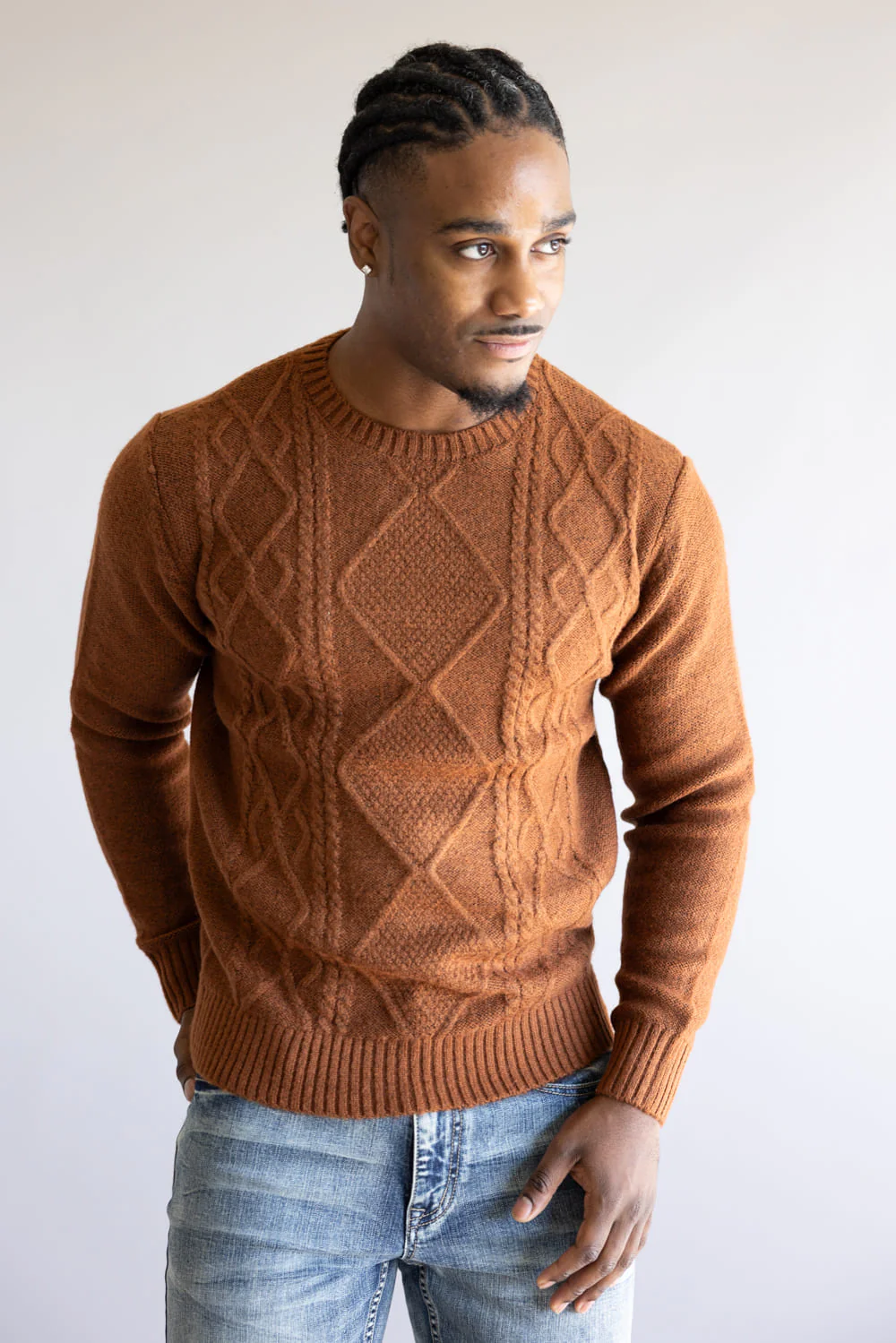 1897 Original Cable Crew Sweater for Men in Tortoise Shell | 2566GL-TORTOISESHELL - Image 3