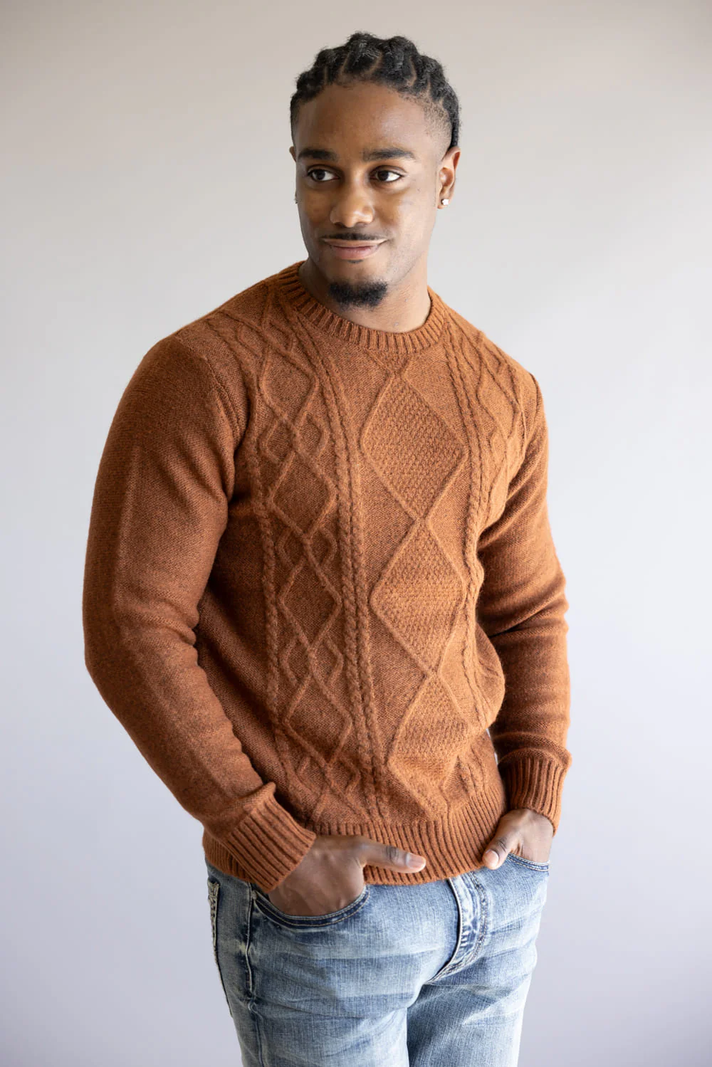 1897 Original Cable Crew Sweater for Men in Tortoise Shell | 2566GL-TORTOISESHELL - Image 4