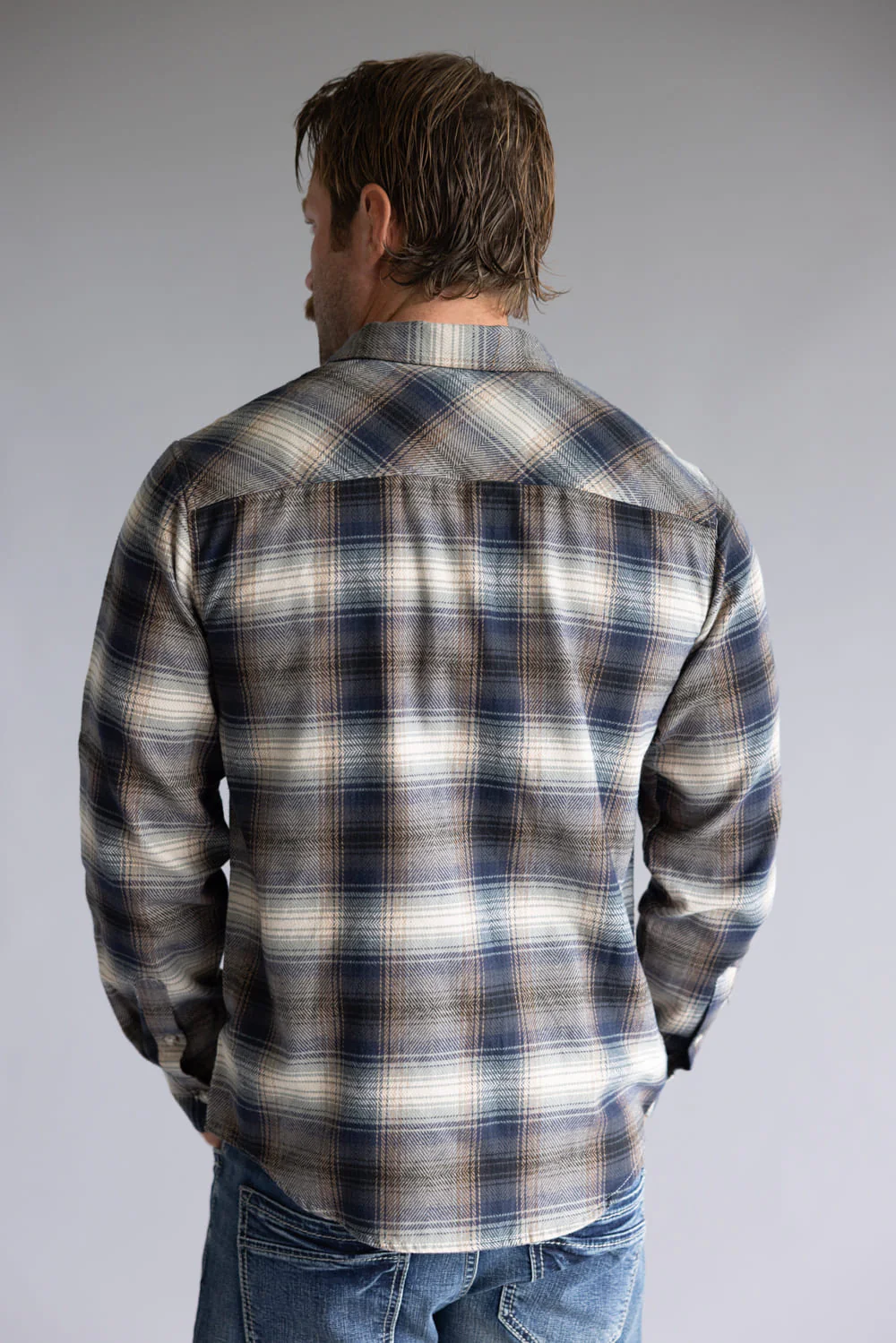1897 Original Plaid Flannel Shirt for Men in Navy Green | 7WV7046M-NAVY - Image 2