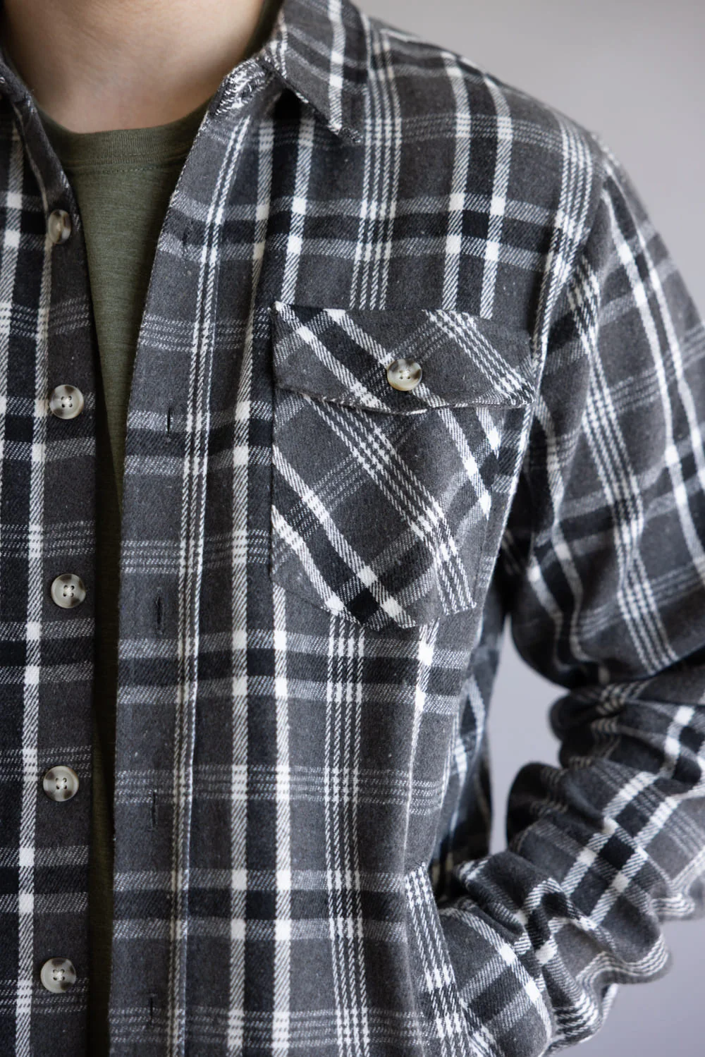 1897 Original Plaid Shacket for Men in Charcoal | 7PJ7544M-CHR - Image 3