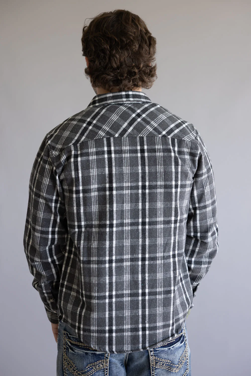 1897 Original Plaid Shacket for Men in Charcoal | 7PJ7544M-CHR - Image 4