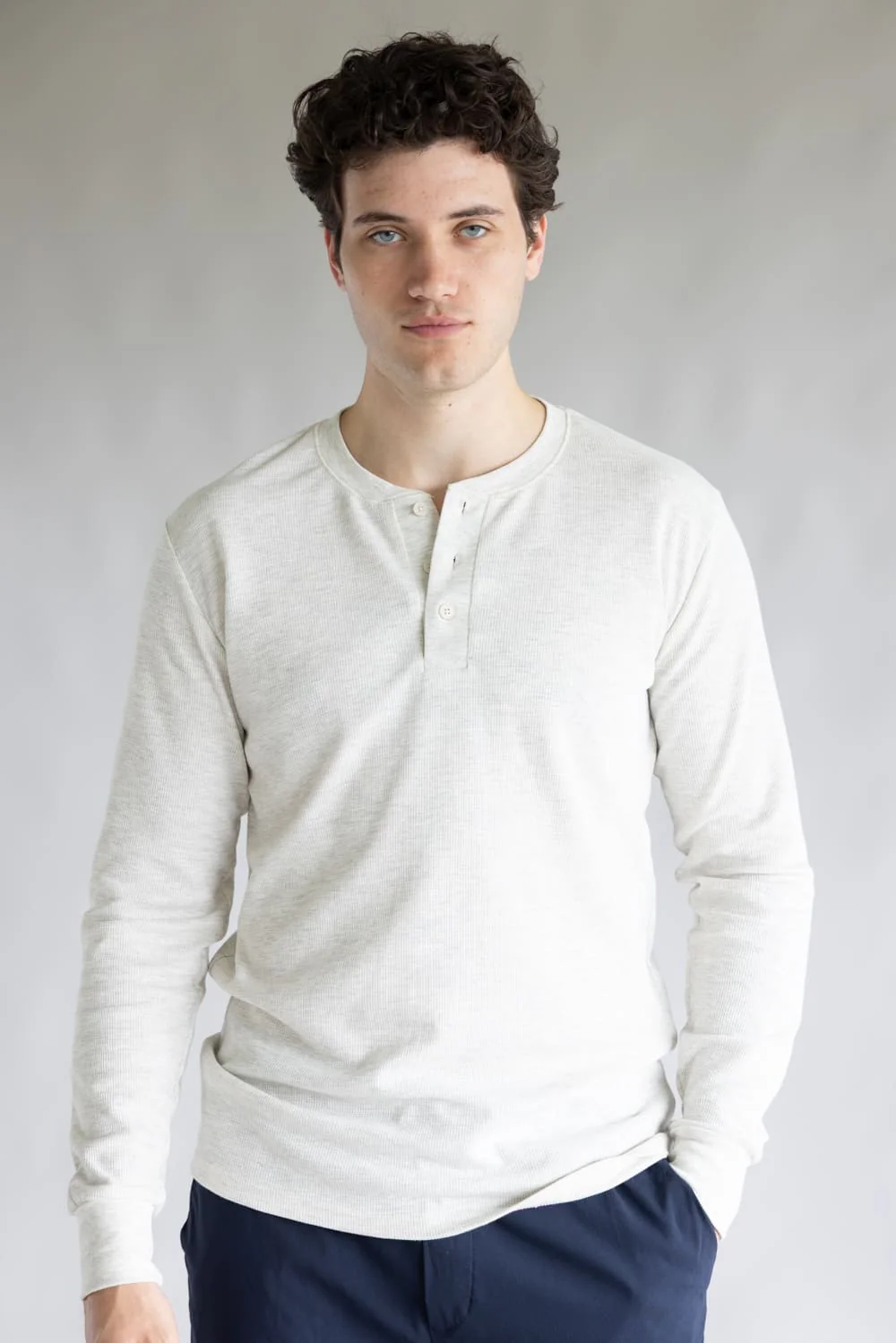 1897 Original Solid Henley Thermal Long Sleeve Shirt for Men - Image 4