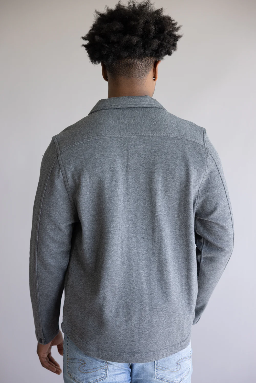 1897 Original Solid Knit Shacket for Men in Charcoal | 5PJ2512M-CHARCOAL - Image 3