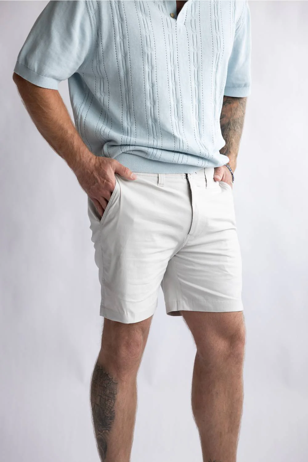 1897 Original Stretch Cotton Shorts for Men in Quiet Gray | GS36808-QUIETGRAY - Image 4