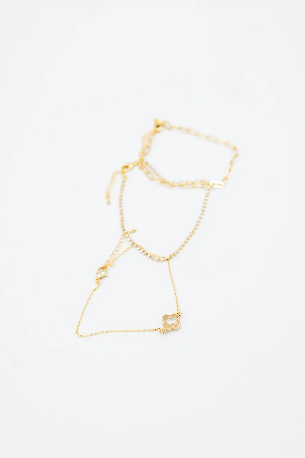 3 Piece Clover Bracelet Set in Gold | IBA101 GDCRY - Image 2