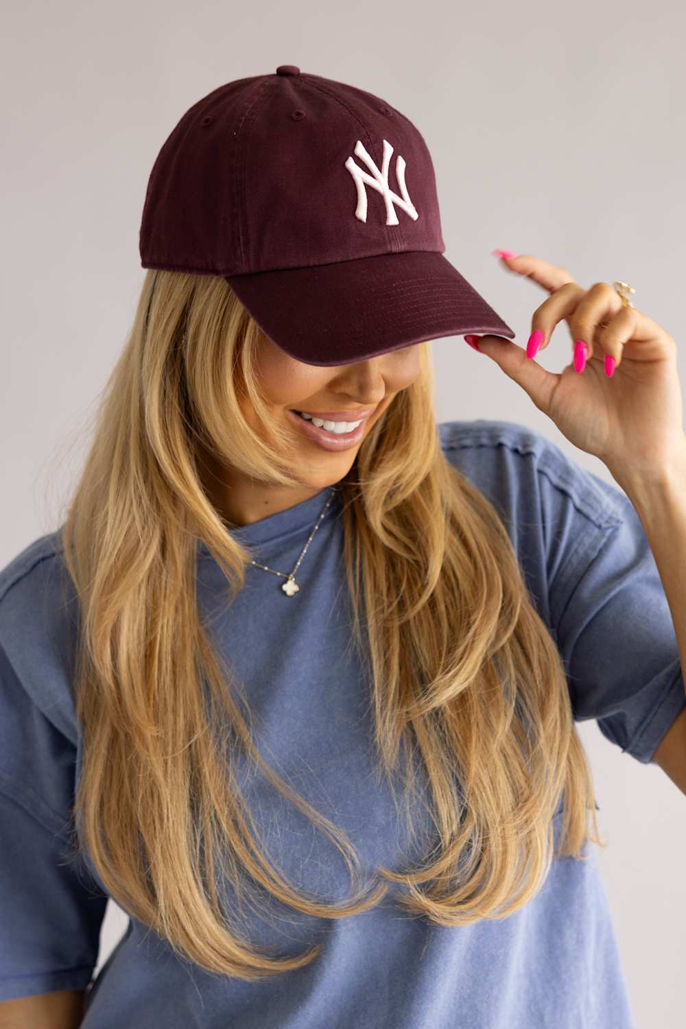 47 New York Yankees Clean Up Hat in Maroon/Pink | B-NLRGW17GWS-KMD - Image 3