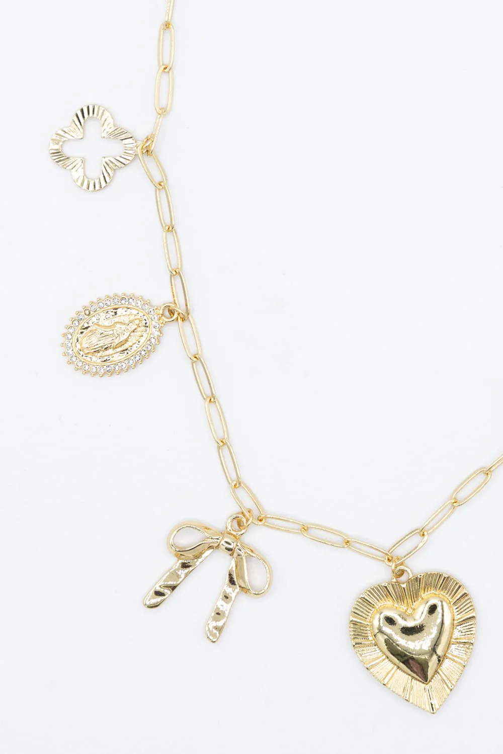 7 Charm Necklace in White Gold | NNA216GDWHT - Image 2