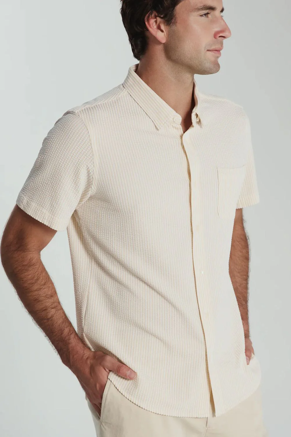 7Diamonds Keaton Striped Shirt for Men in Desert | SMK-7519 DESERT - Image 2