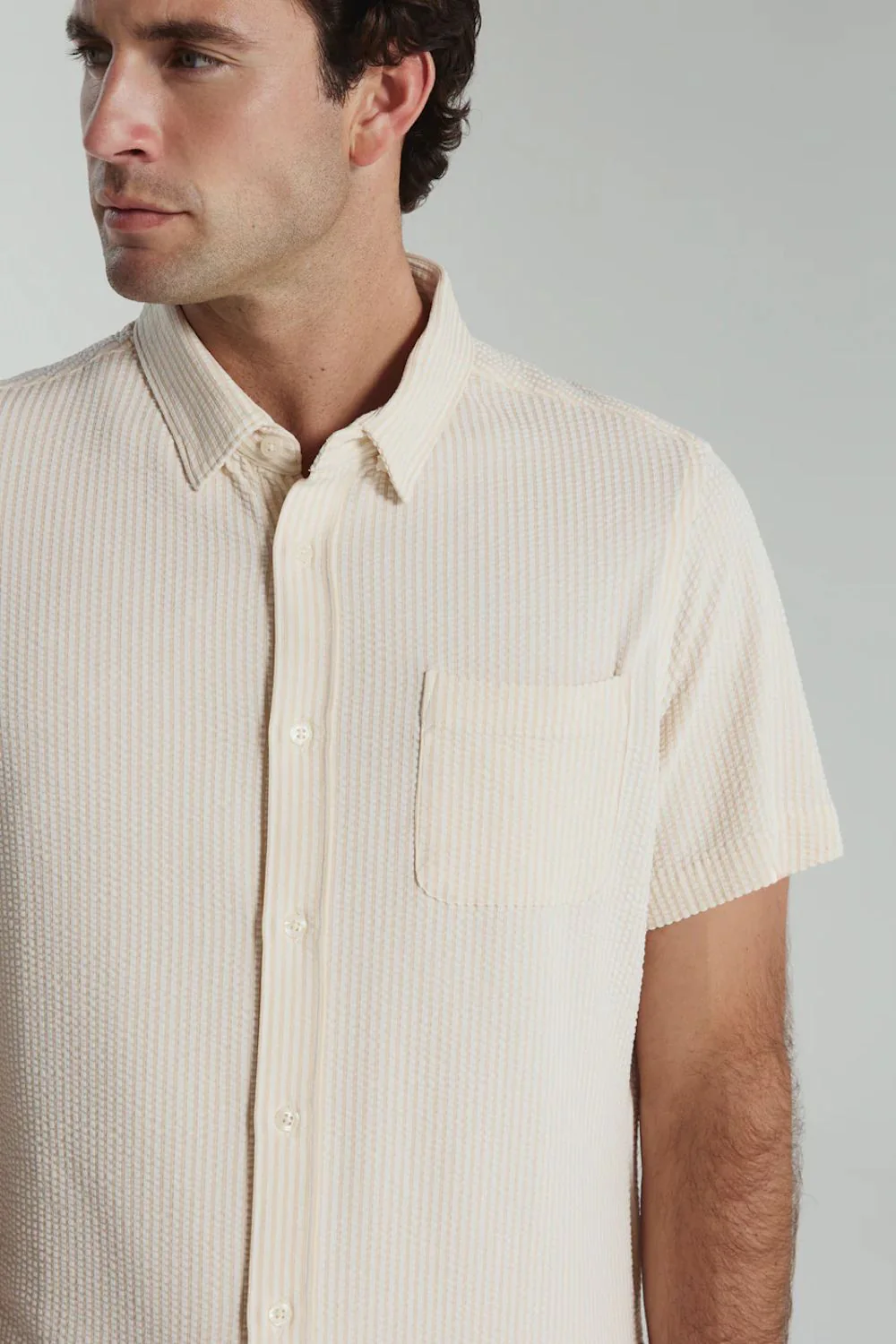 7Diamonds Keaton Striped Shirt for Men in Desert | SMK-7519 DESERT - Image 3
