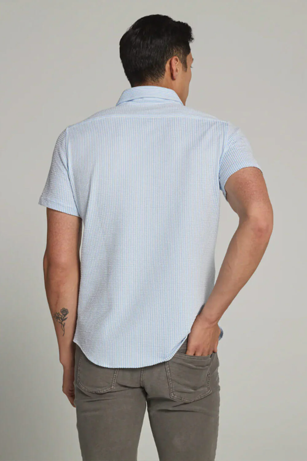 7Diamonds Keaton Striped Shirt for Men in Blue | SMK-7519 BLUE SEER - Image 2
