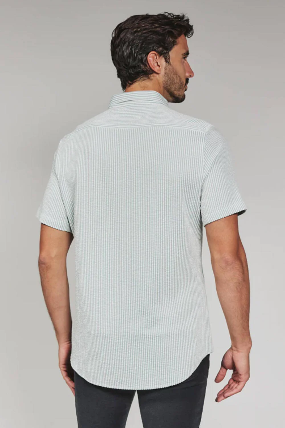7Diamonds Keaton Striped Shirt for Men in Light Green | SMK-7519 SEAFOAM SEER - Image 2