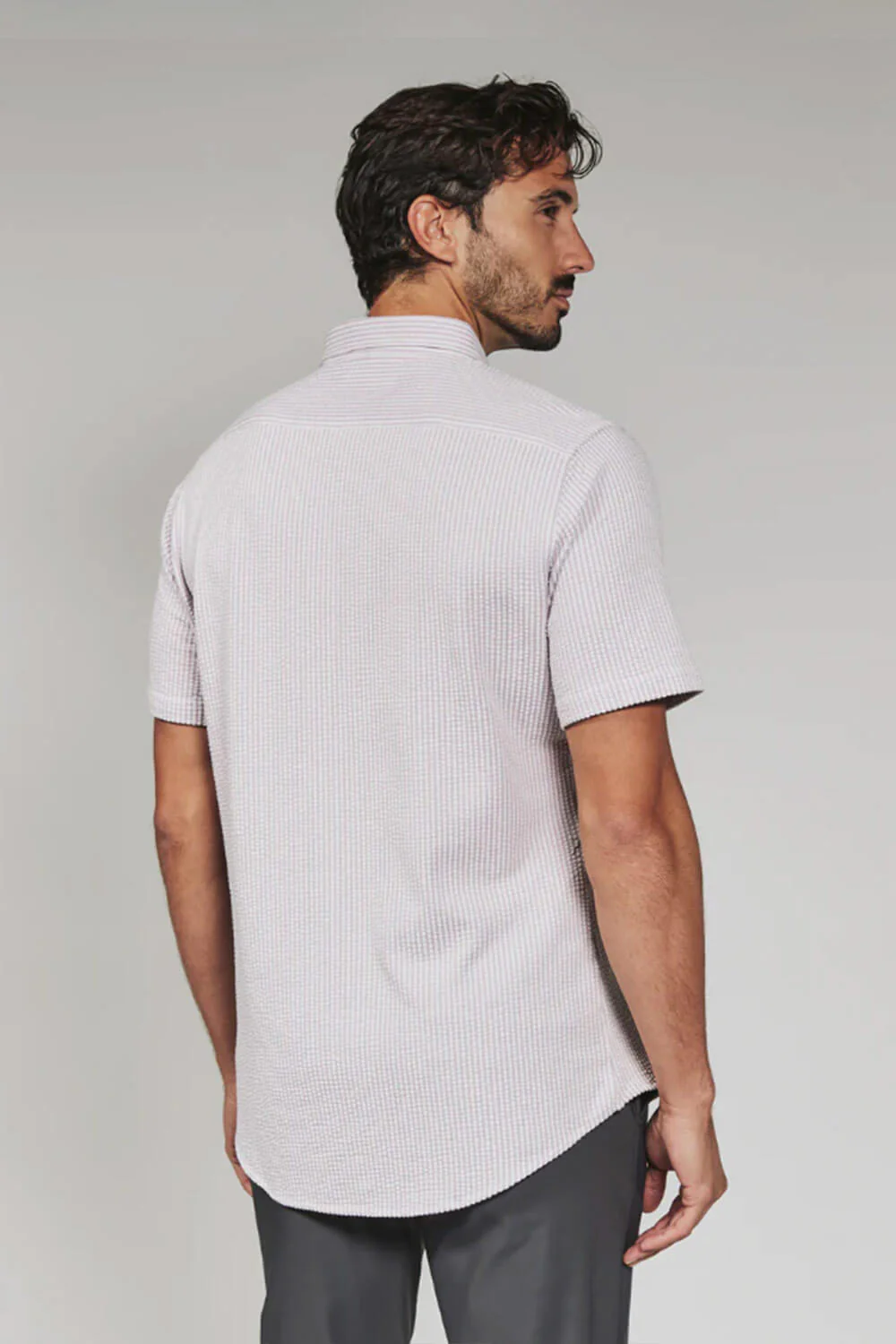 7Diamonds Keaton Striped Shirt for Men in Stone Rose | SMK-7519 STONE ROSE - Image 2