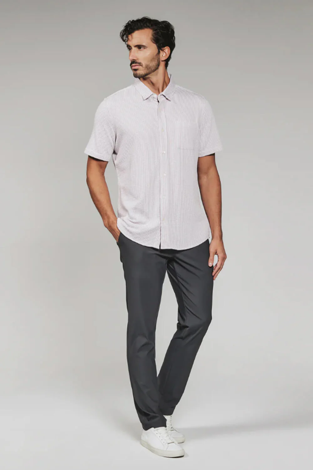 7Diamonds Keaton Striped Shirt for Men in Stone Rose | SMK-7519 STONE ROSE - Image 4