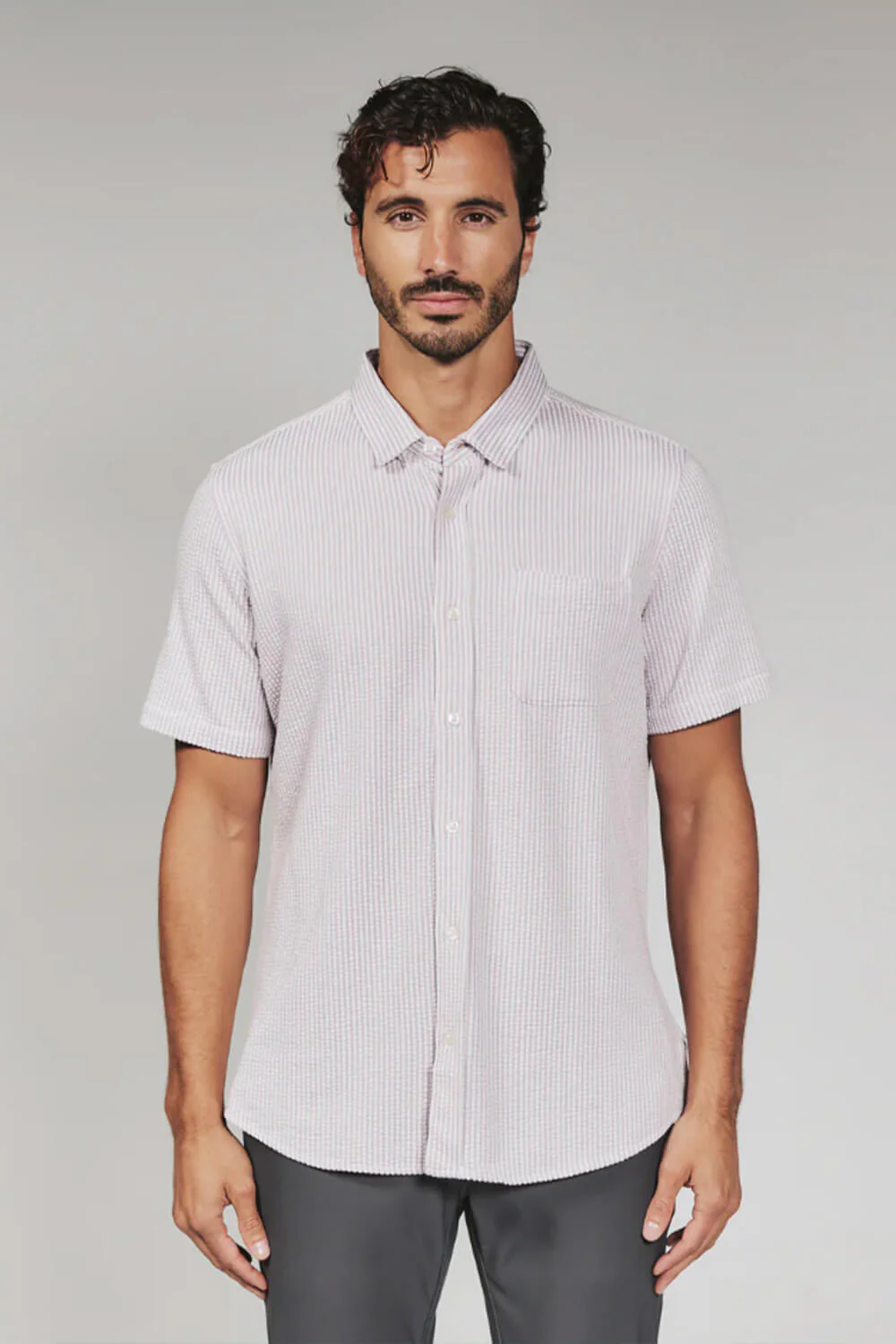 7Diamonds Keaton Striped Shirt for Men in Stone Rose | SMK-7519 STONE ROSE - Image 5
