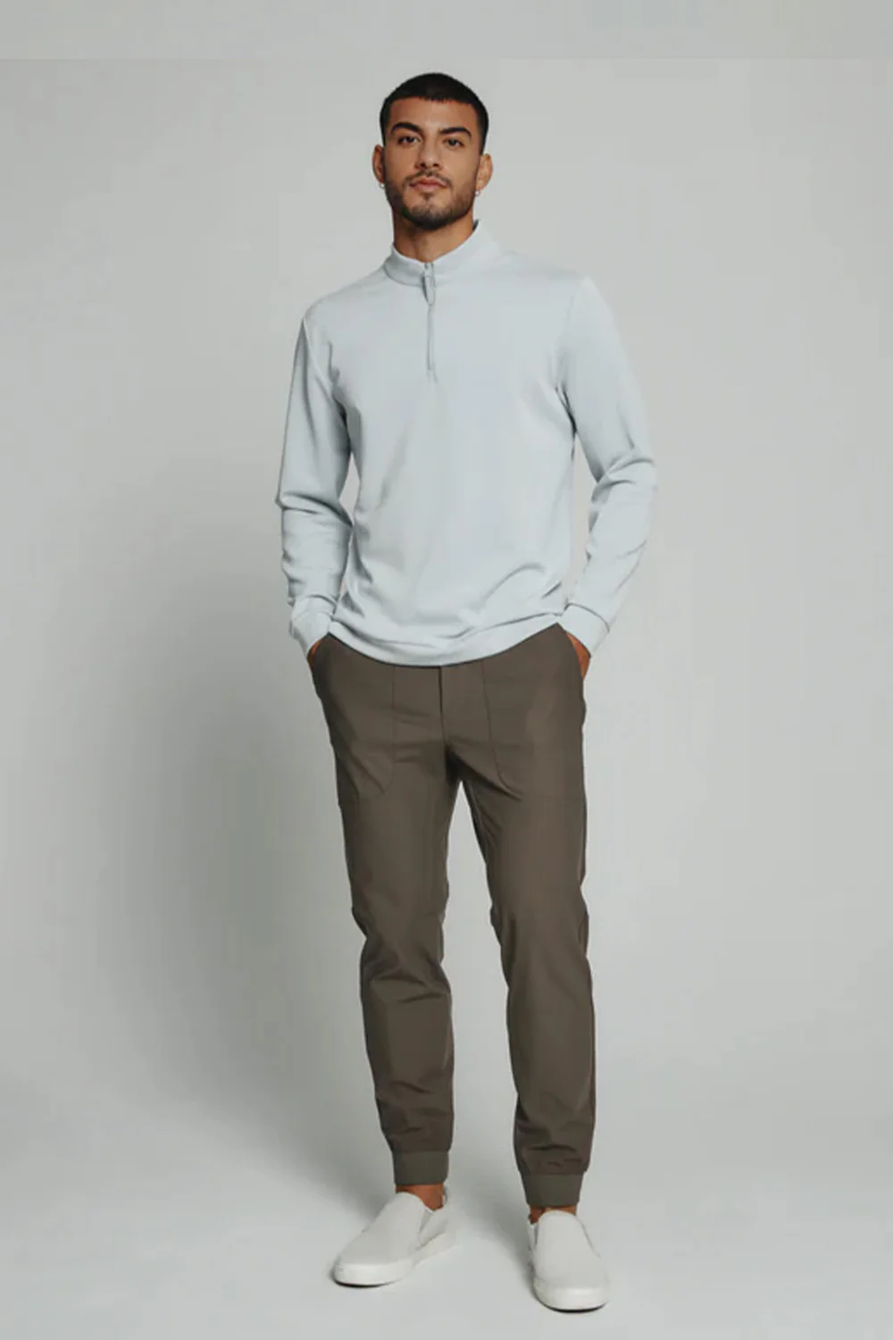 7Diamonds REV Quarter Zip Pullover for Men in Platinum | SPV-1032-PLATINUM - Image 5