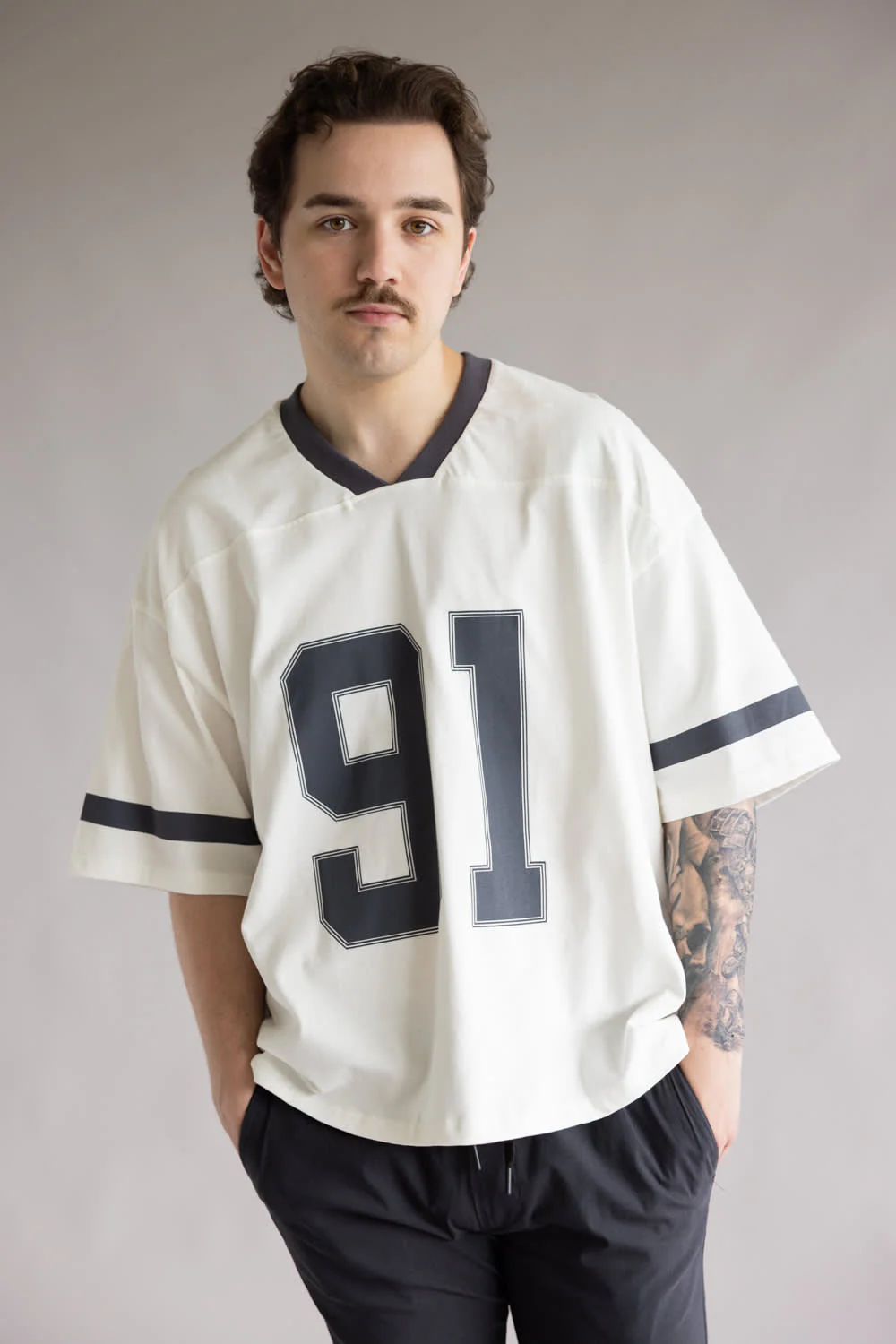 91 Graphic Jersey T-Shirt for Men in White | CKTS-D335 OFF WHITE - Image 4