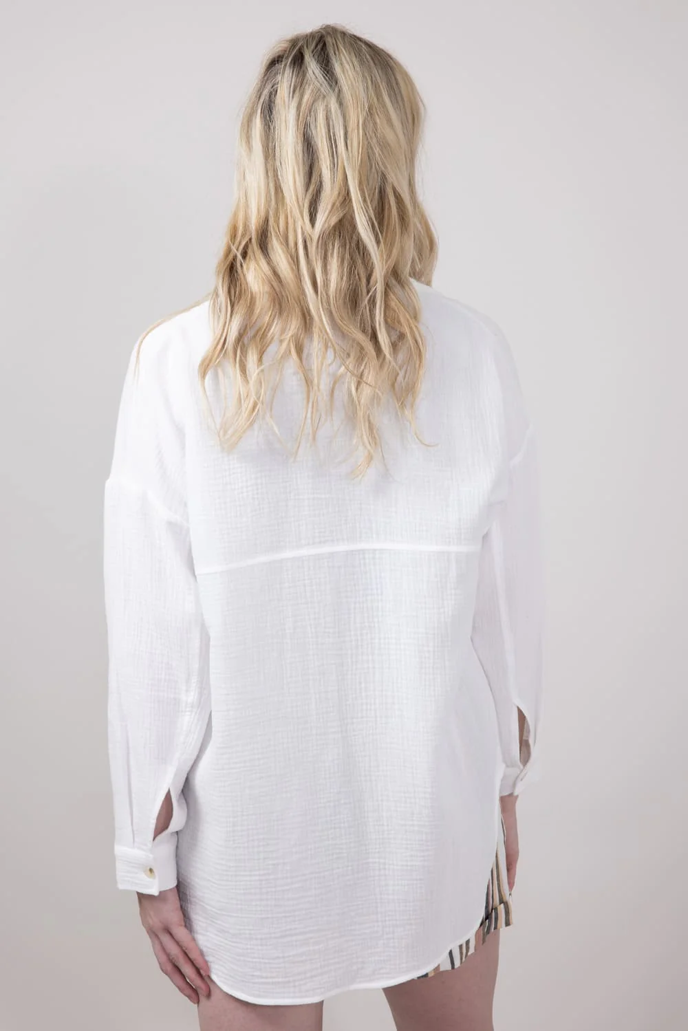 ACOA Oversized Gauze Boyfriend Shirt for Women in White | ACT10403-WHITE - Image 3