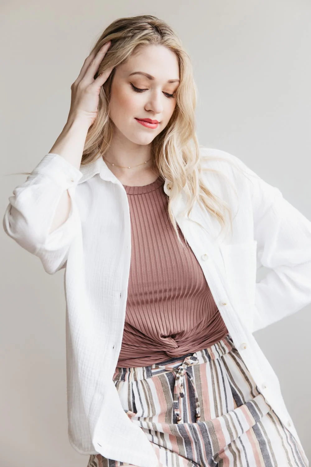 ACOA Oversized Gauze Boyfriend Shirt for Women in White | ACT10403-WHITE - Image 4