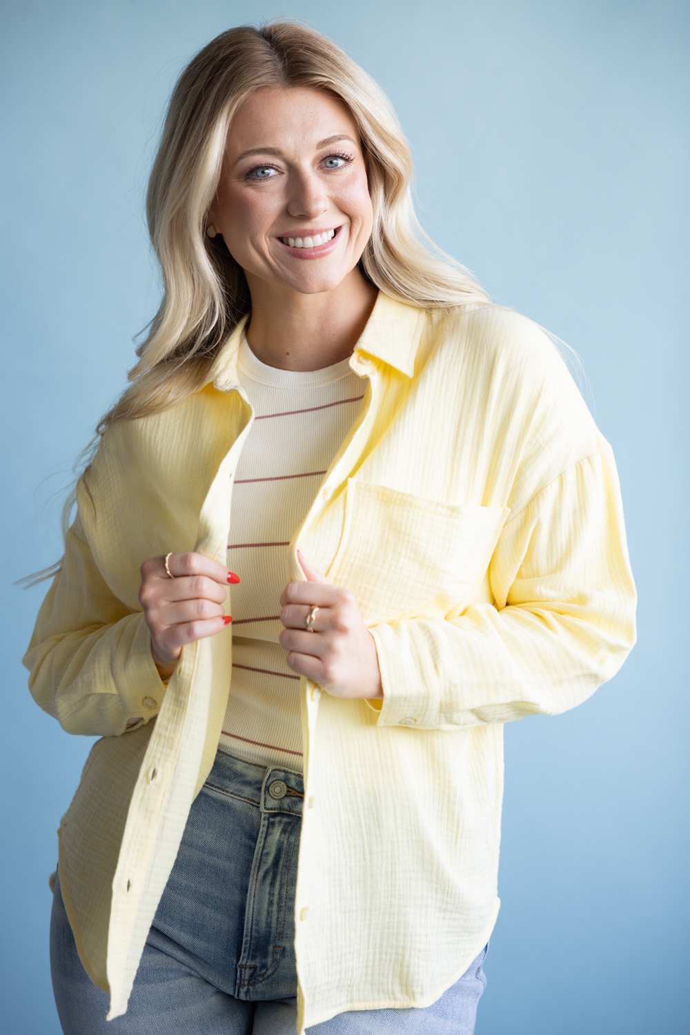 ACOA Oversized Gauze Boyfriend Shirt for Women in Butter Yellow | ACT10403-BUTTER - Image 3