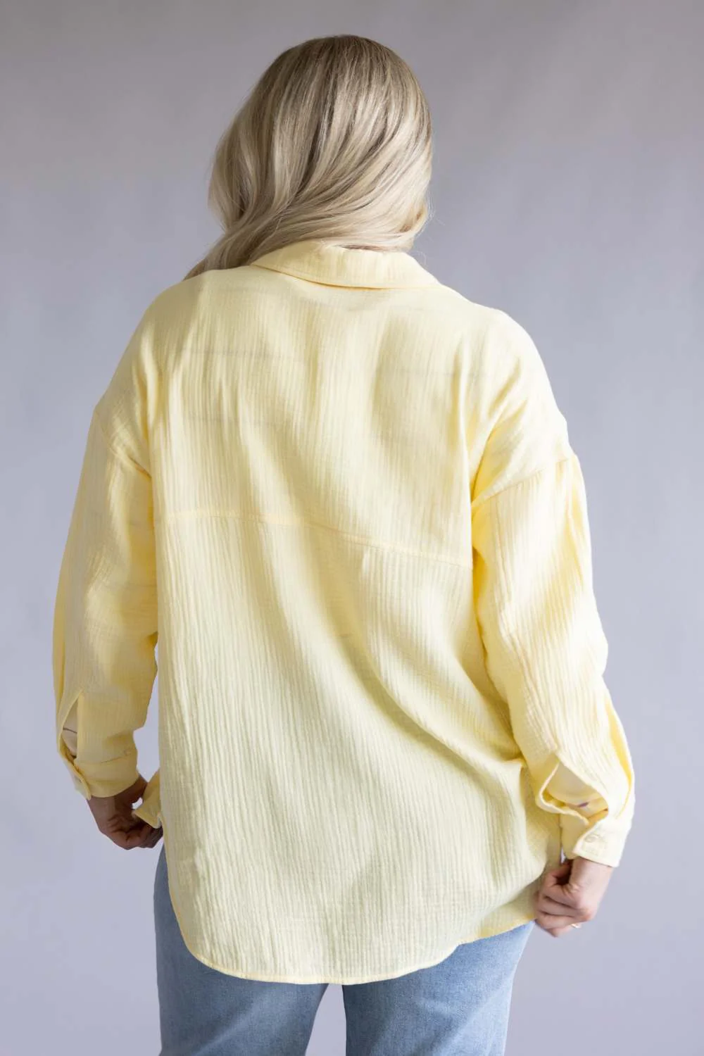 ACOA Oversized Gauze Boyfriend Shirt for Women in Butter Yellow | ACT10403-BUTTER - Image 4