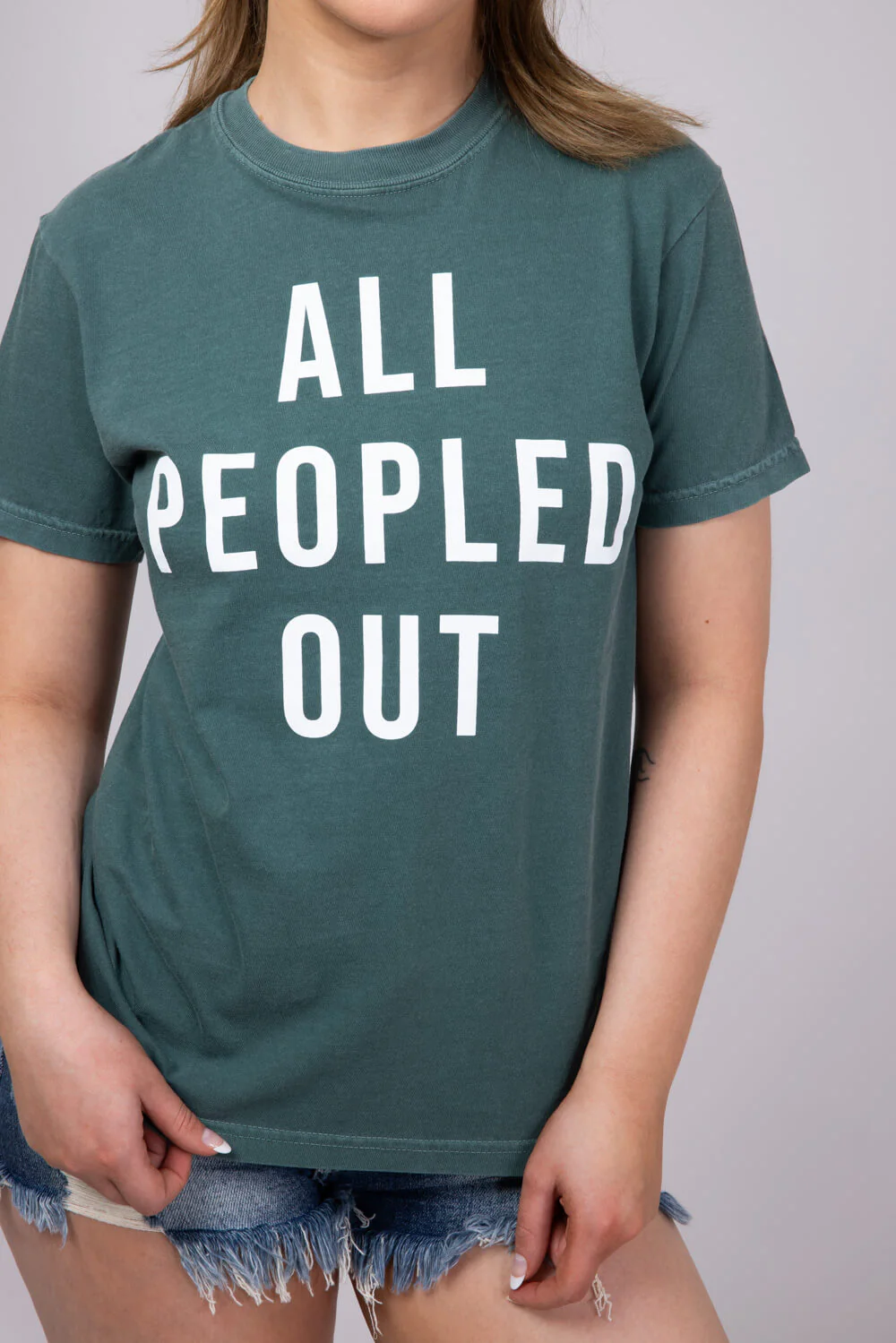 All Peopled Out T-Shirt for Women in Green | TEE-PEOPLE-FOREST - Image 3