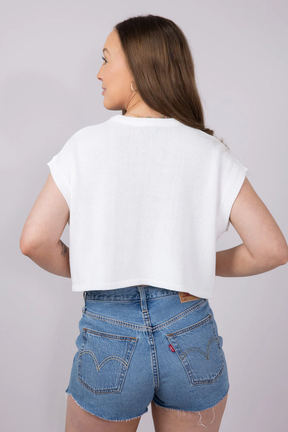 American Flag Sweater for Women in White | JT2024-62-CREAMREDNAVY - Image 3
