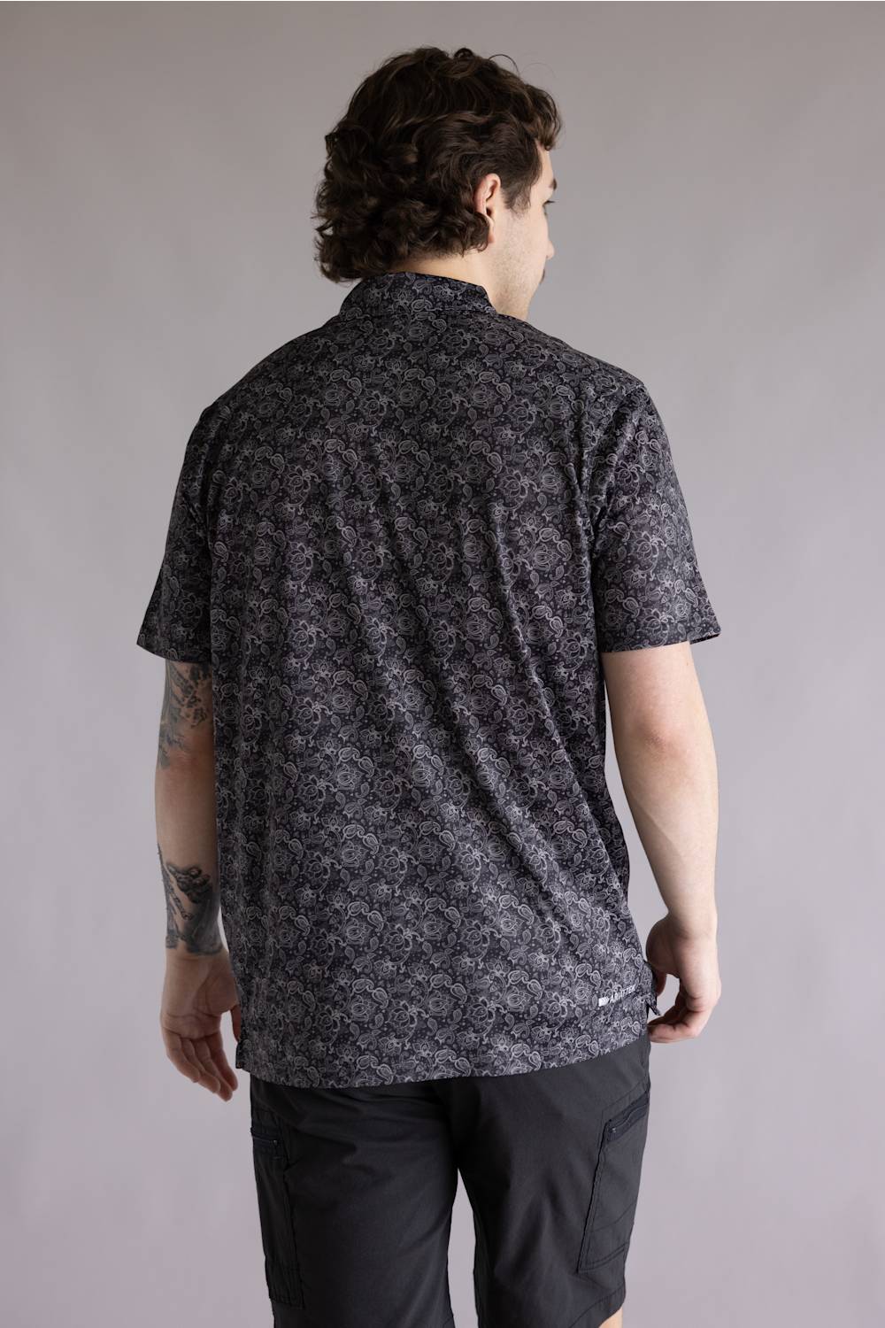 Ariat All Over Print Fitted Polo for Men in Black | 10076123-BLACK PAISLEY PRINT - Image 3