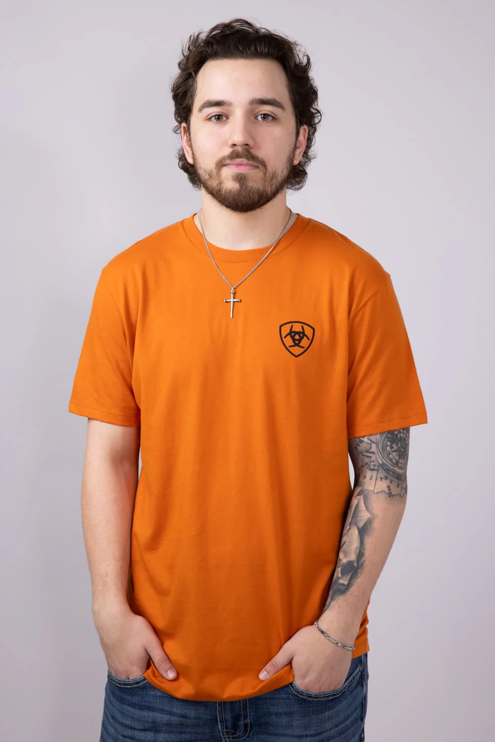Ariat Barb Shield T-Shirt for Men in Rust | 10054774-RUST - Image 3