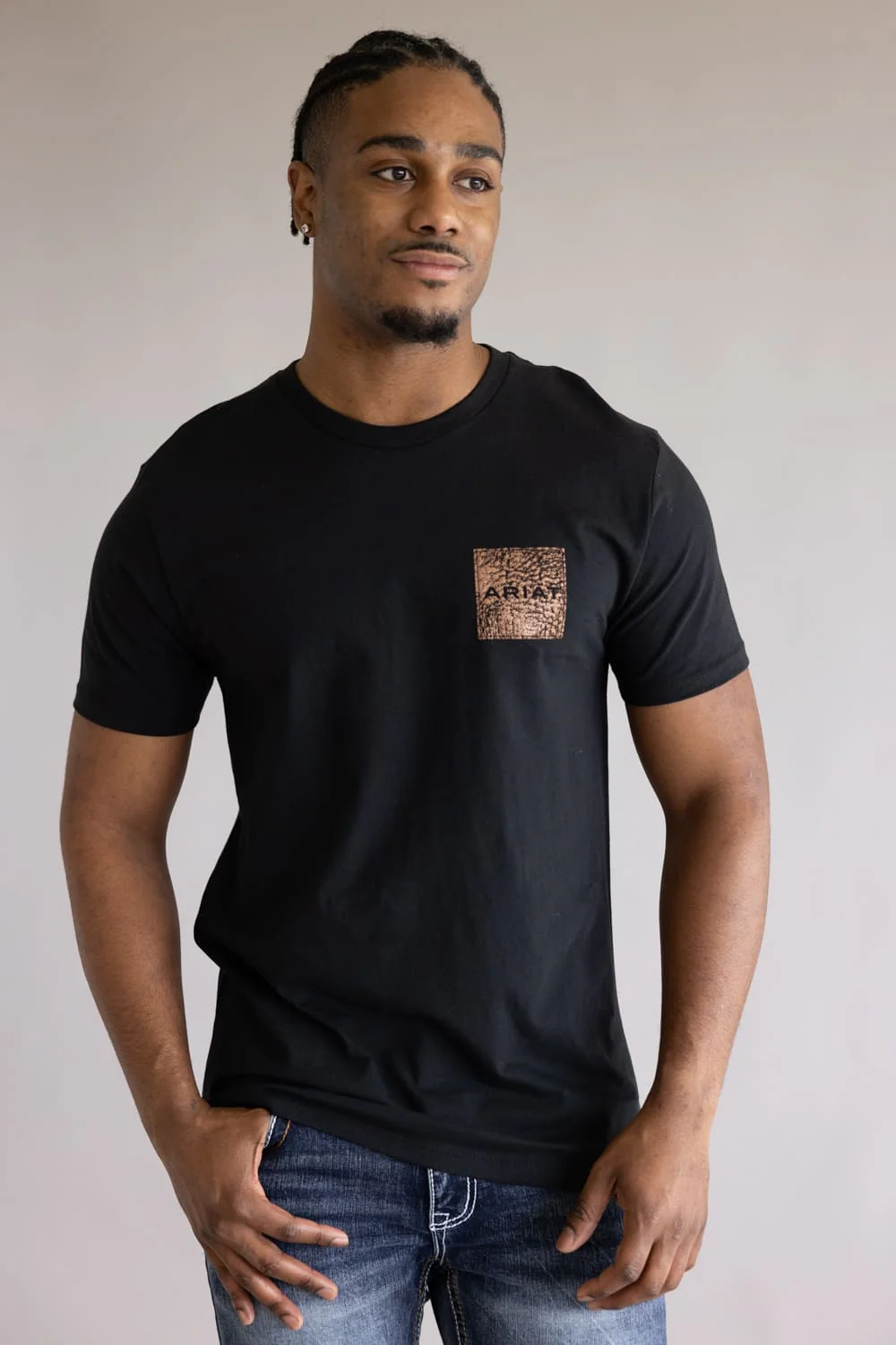 Ariat Boot Leather Patch T-Shirt for Men in Black | 10071159-BLACK - Image 2