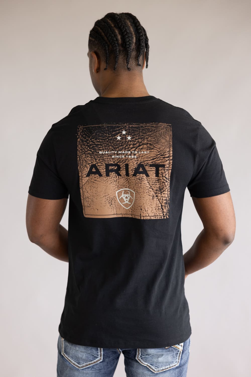 Ariat Boot Leather Patch T-Shirt for Men in Black | 10071159-BLACK - Image 4
