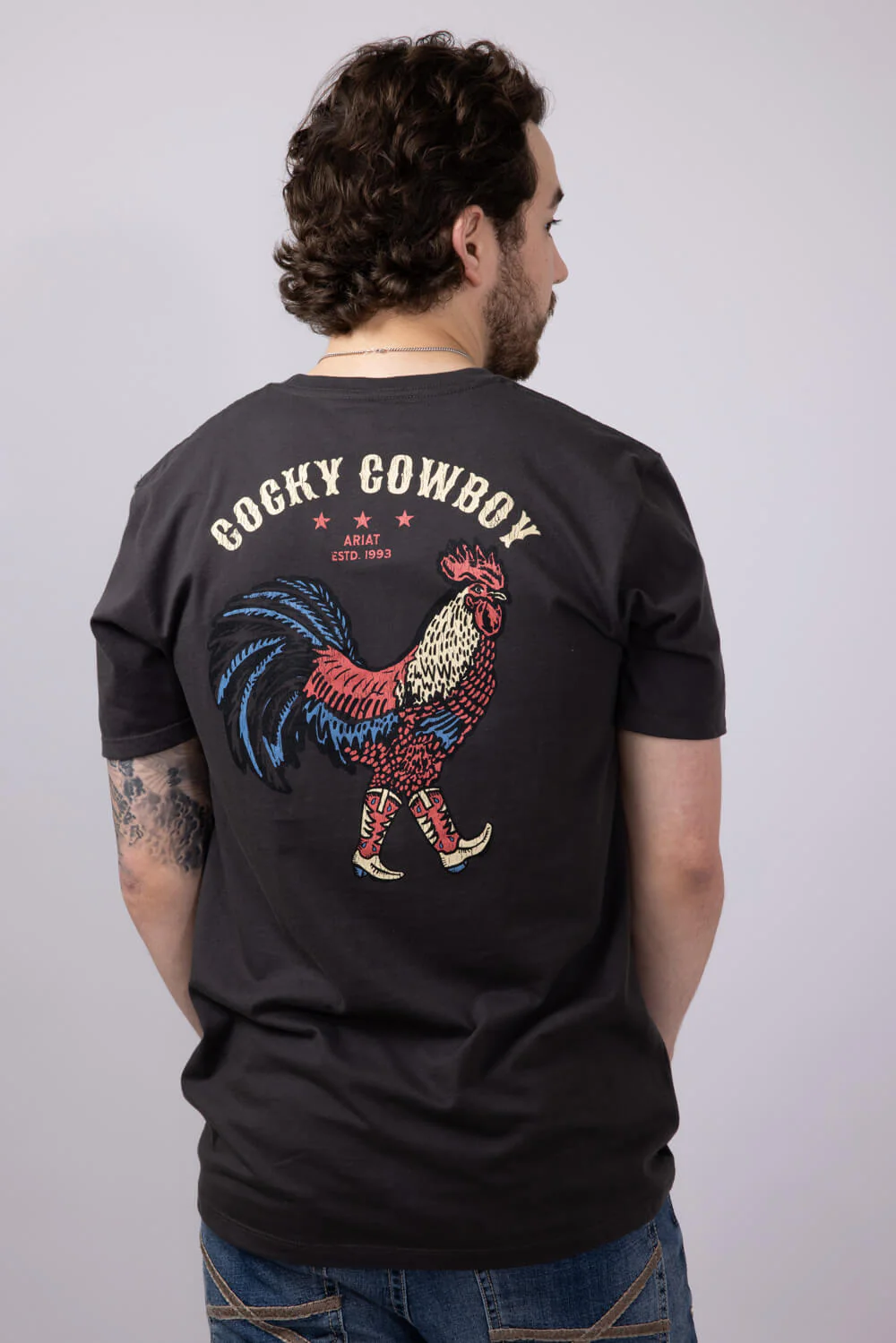 Ariat Cocky Cowboy T-Shirt for Men in Vintage Black | 10058894-VINTAGEBLACK - Image 4
