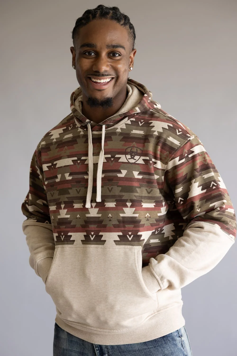 Ariat Color Block Hoodie for Men in Oatmeal | 10062906-OATMEAL - Image 5