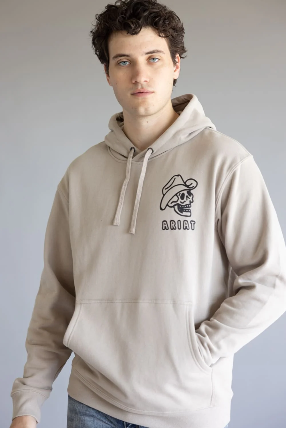 Ariat Drinking Buddies Hoodie for Men in Beige | 10062502-BEIGE - Image 2