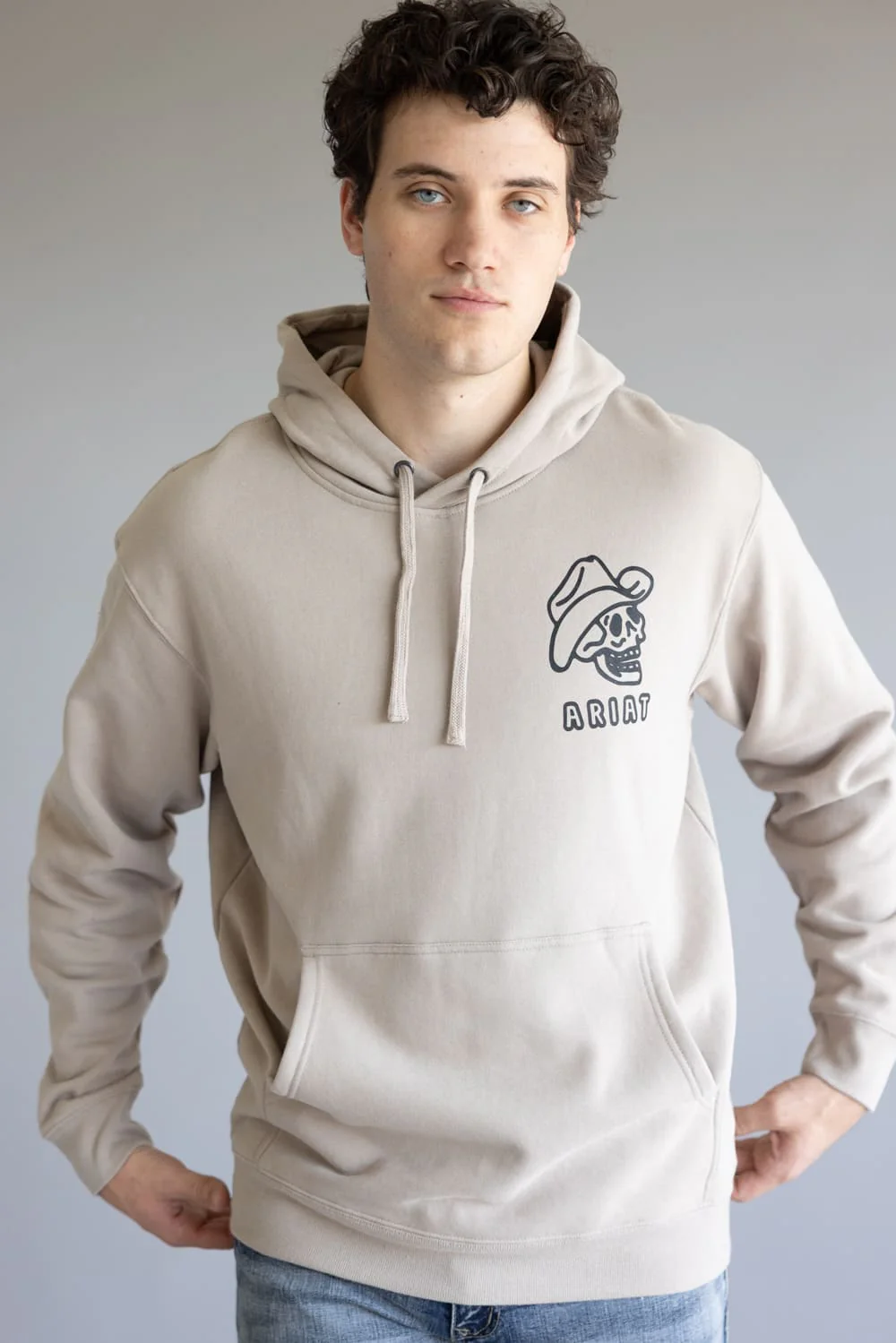 Ariat Drinking Buddies Hoodie for Men in Beige | 10062502-BEIGE - Image 4