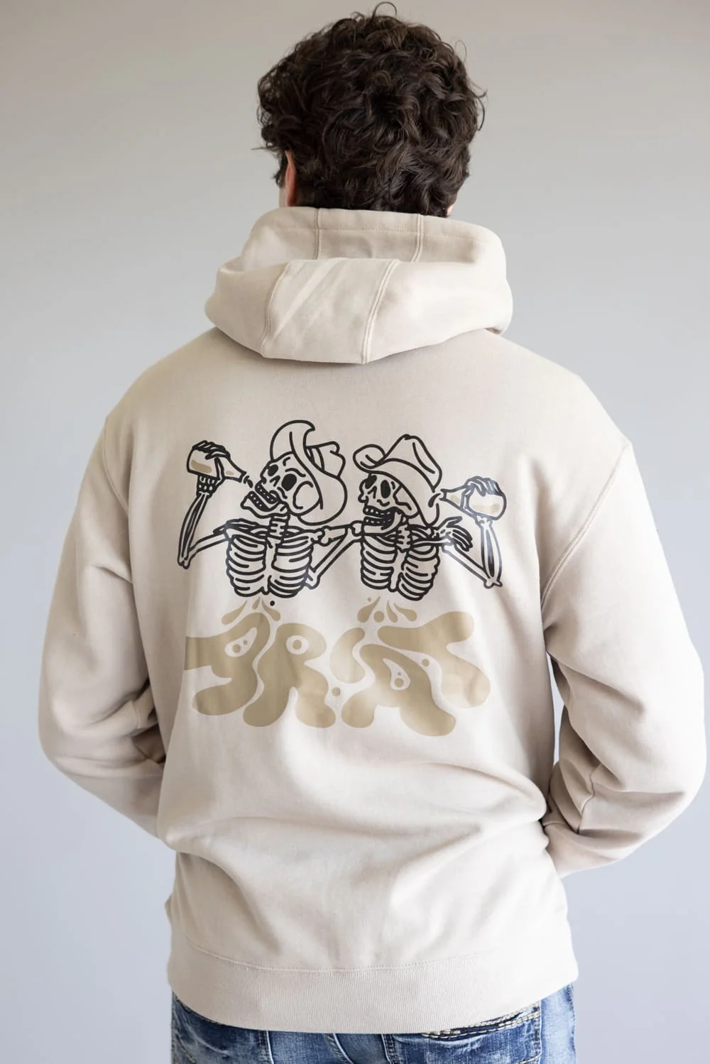 Ariat Drinking Buddies Hoodie for Men in Beige | 10062502-BEIGE - Image 5