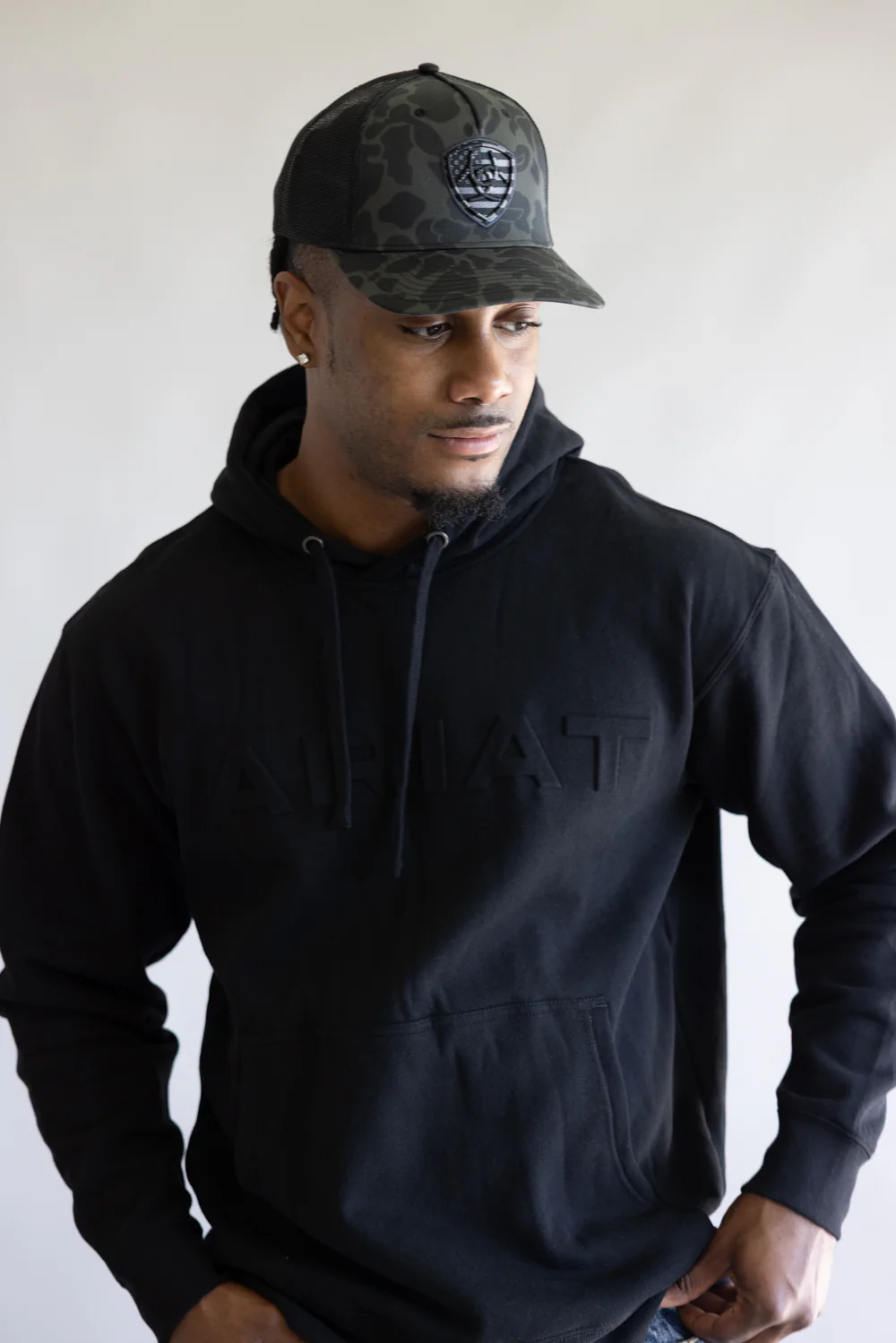 Ariat Embroidery Shield Snapback Hat for Men in Black | A300092866 - Image 5