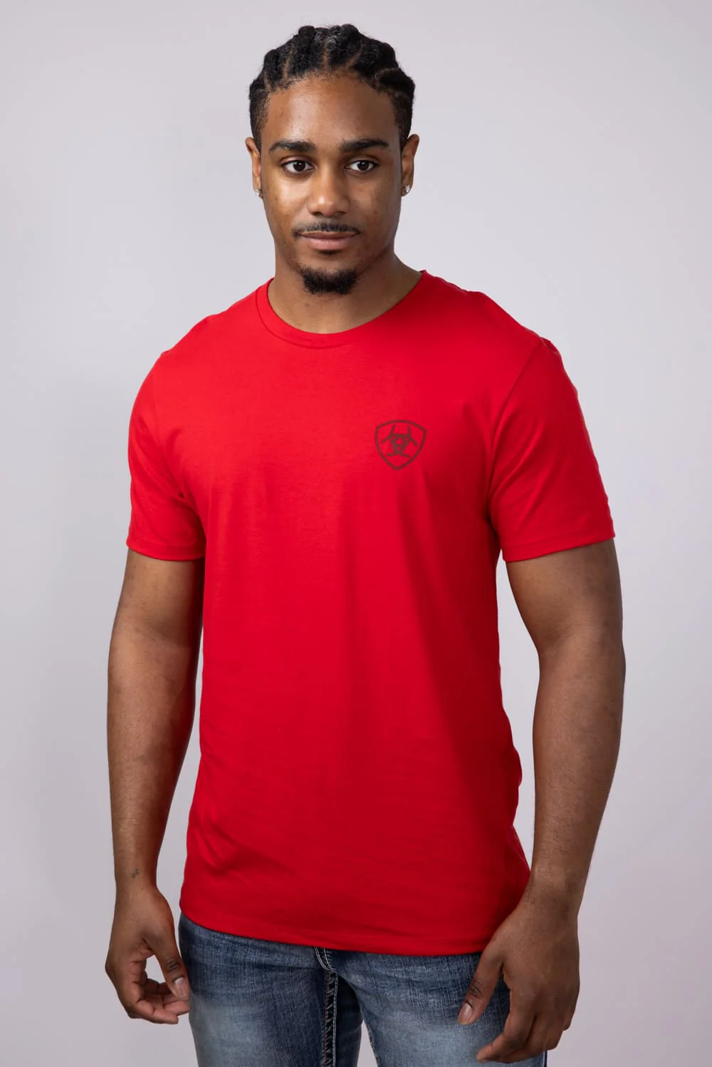 Ariat Etched Buffalo LOTF Flag T-Shirt for Men in Red | 10058939-REDLINE FLAG - Image 2