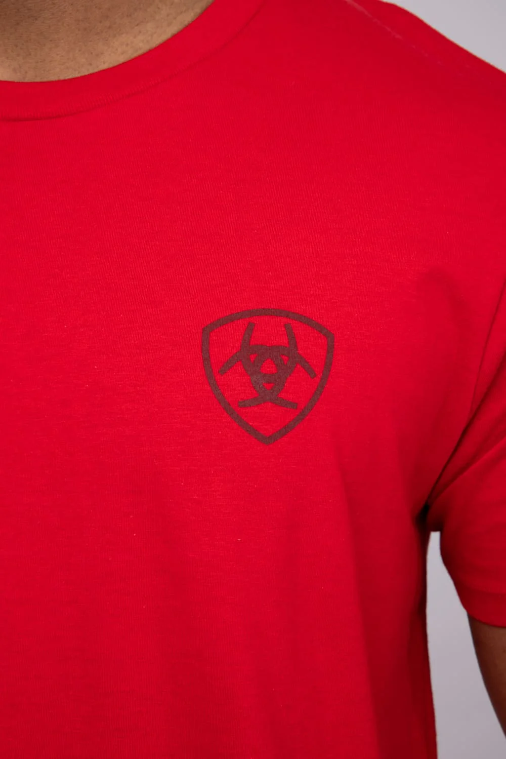 Ariat Etched Buffalo LOTF Flag T-Shirt for Men in Red | 10058939-REDLINE FLAG - Image 3