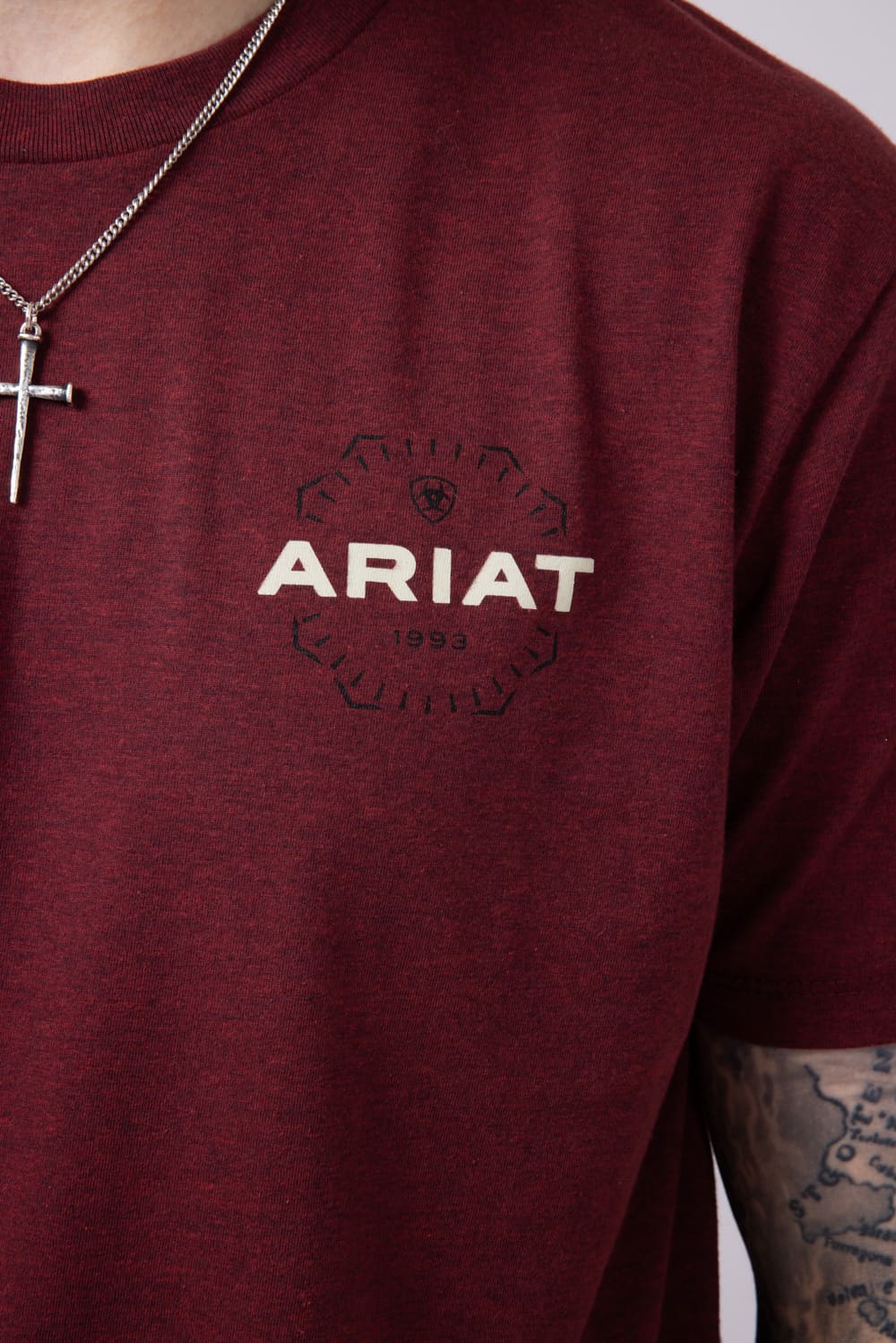 Ariat Explorer Classic T-Shirt for Men in Crimson Red Heather | 10054830-BURGANDY - Image 3