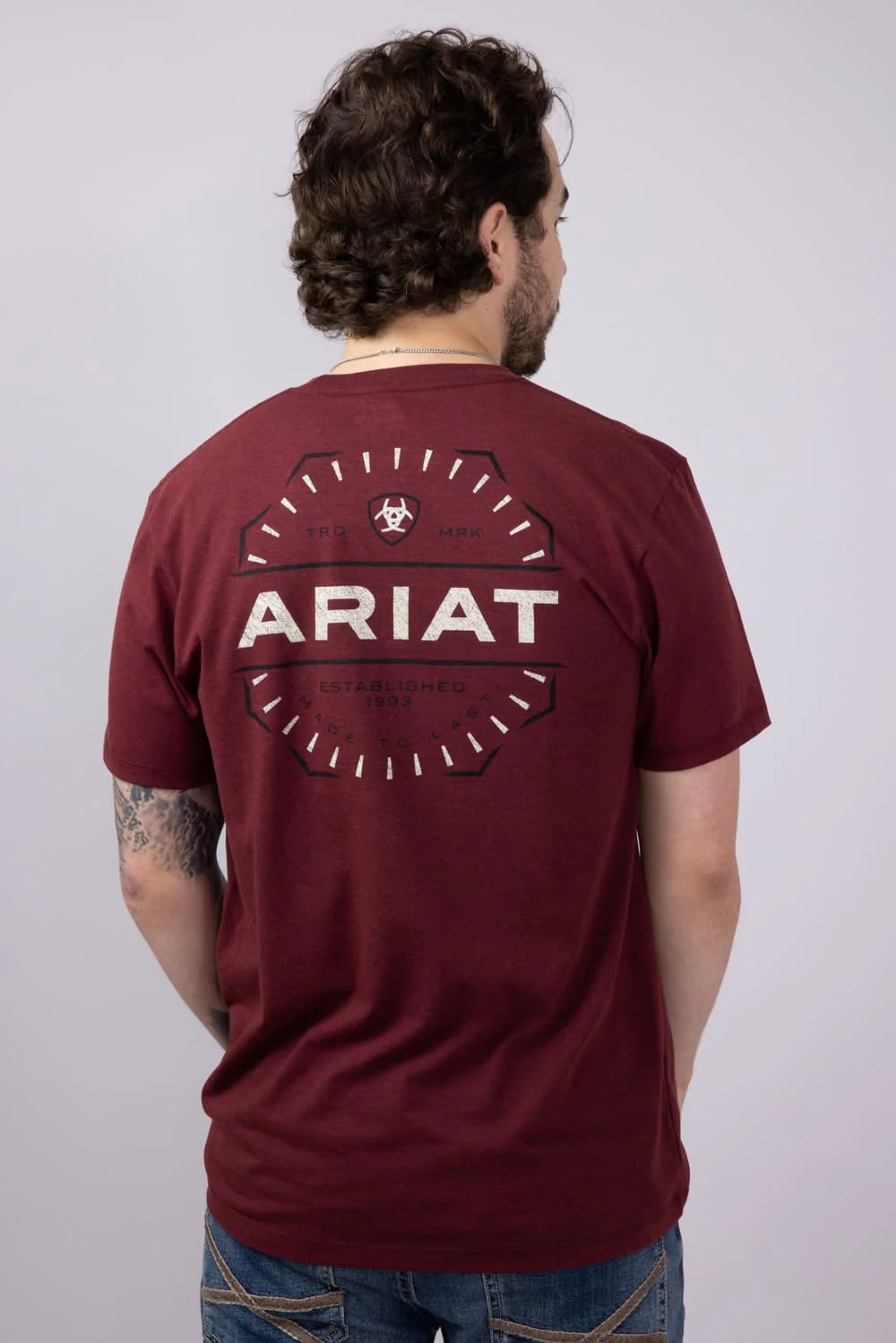 Ariat Explorer Classic T-Shirt for Men in Crimson Red Heather | 10054830-BURGANDY - Image 4