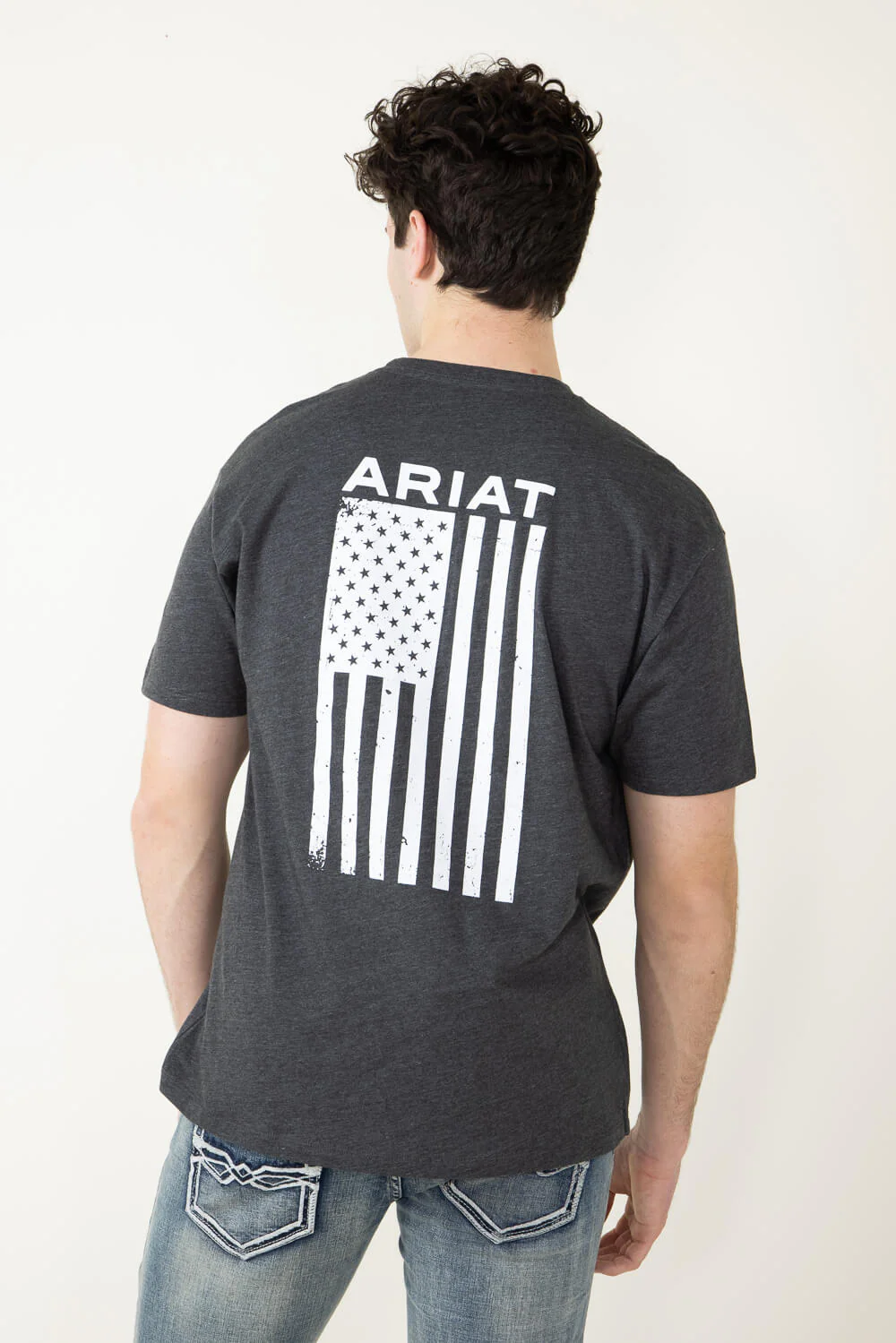 Ariat Freedom T-Shirt for Men in Charcoal Grey | 10025209-CHARCOAL - Image 3