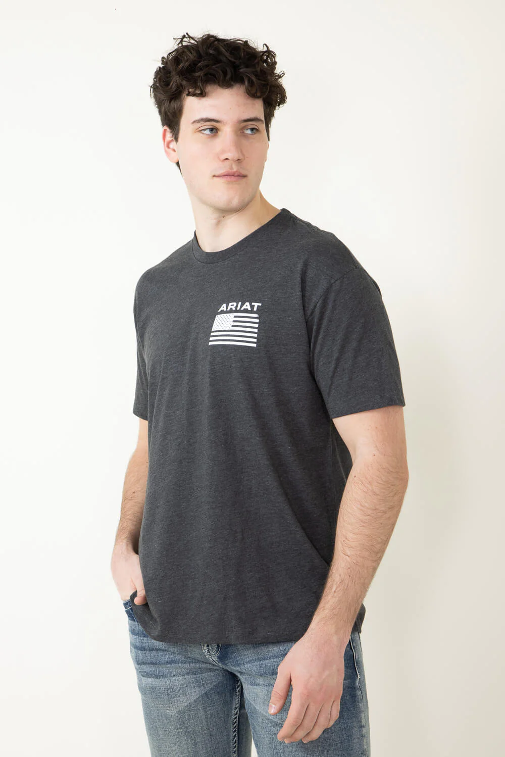 Ariat Freedom T-Shirt for Men in Charcoal Grey | 10025209-CHARCOAL - Image 4